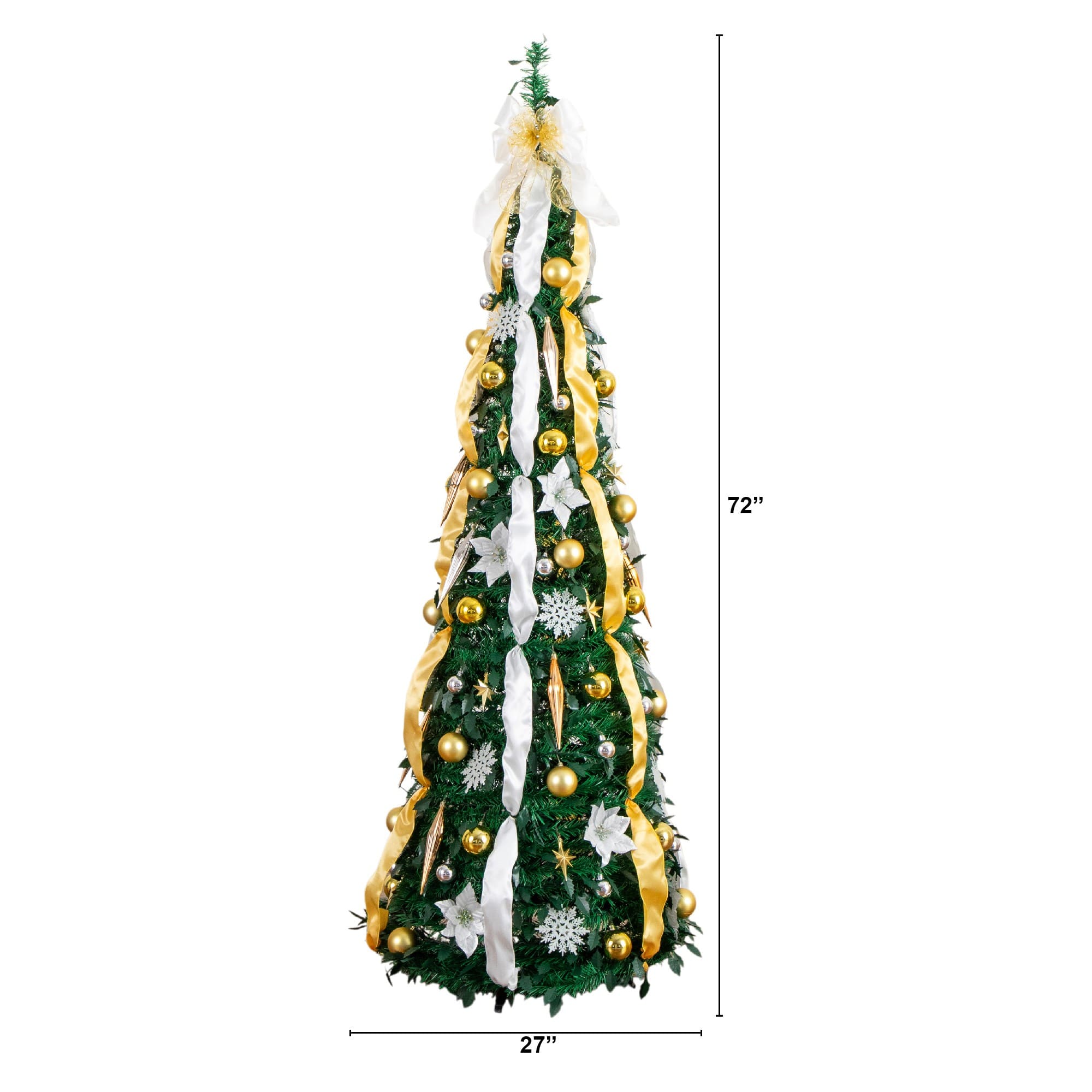 6ft. Pre-Lit Pop up Pre-decorated Artificial Christmas Tree, Warm White LED Lights