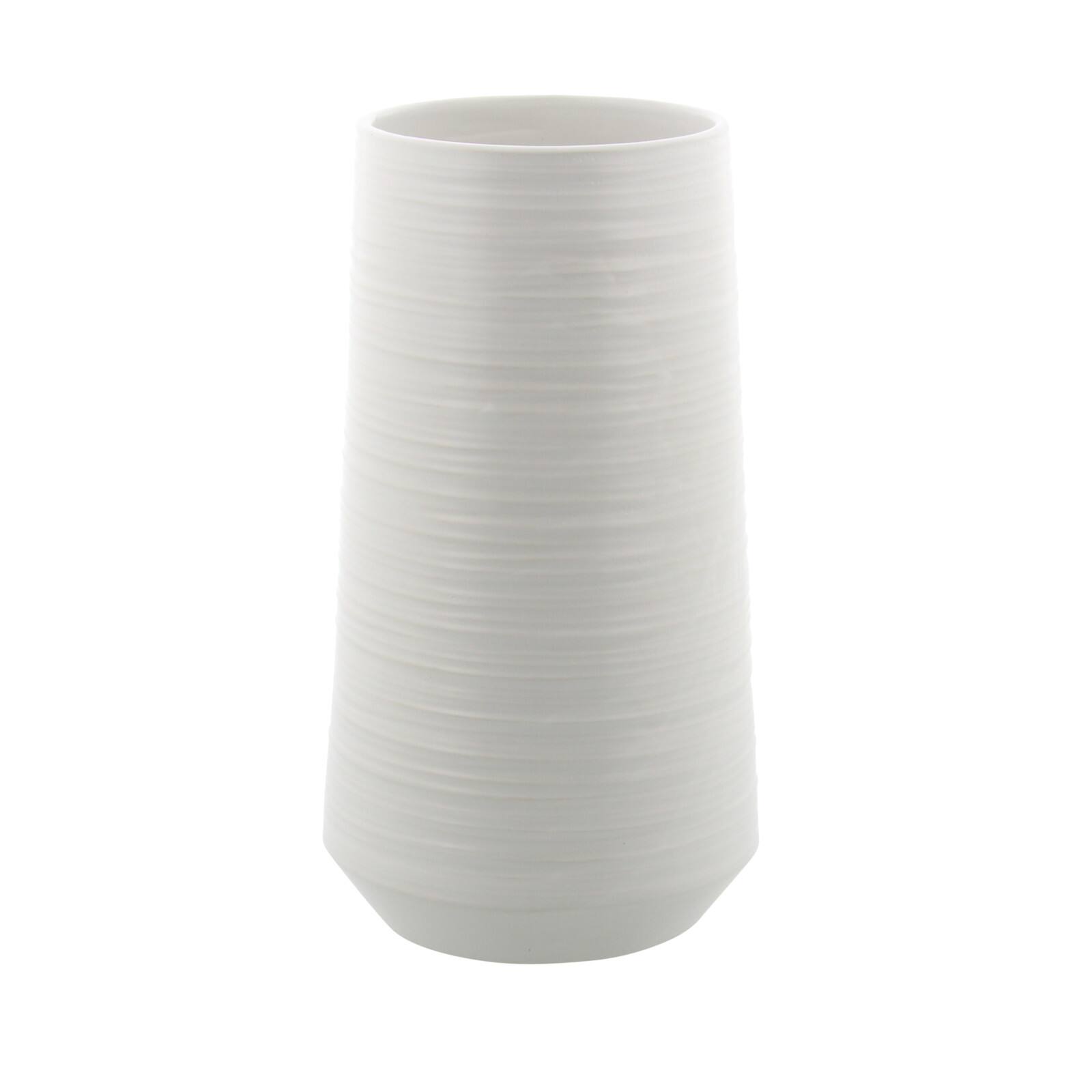Silver Porcelain Contemporary Vase, 12" x 6" x 6"
