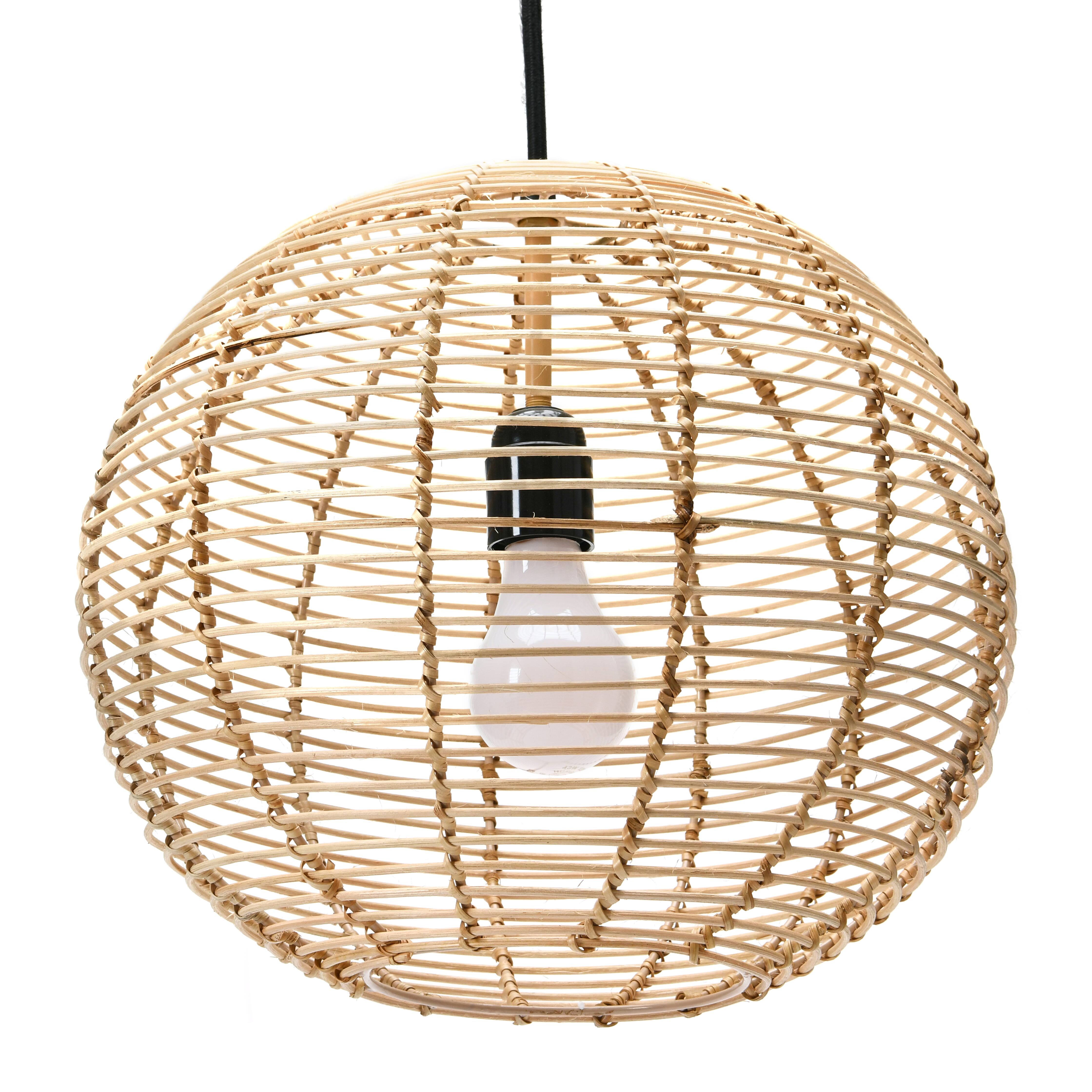 Hello Honey&#xAE; Modern Boho Handwoven Rattan Globe Pendant Light