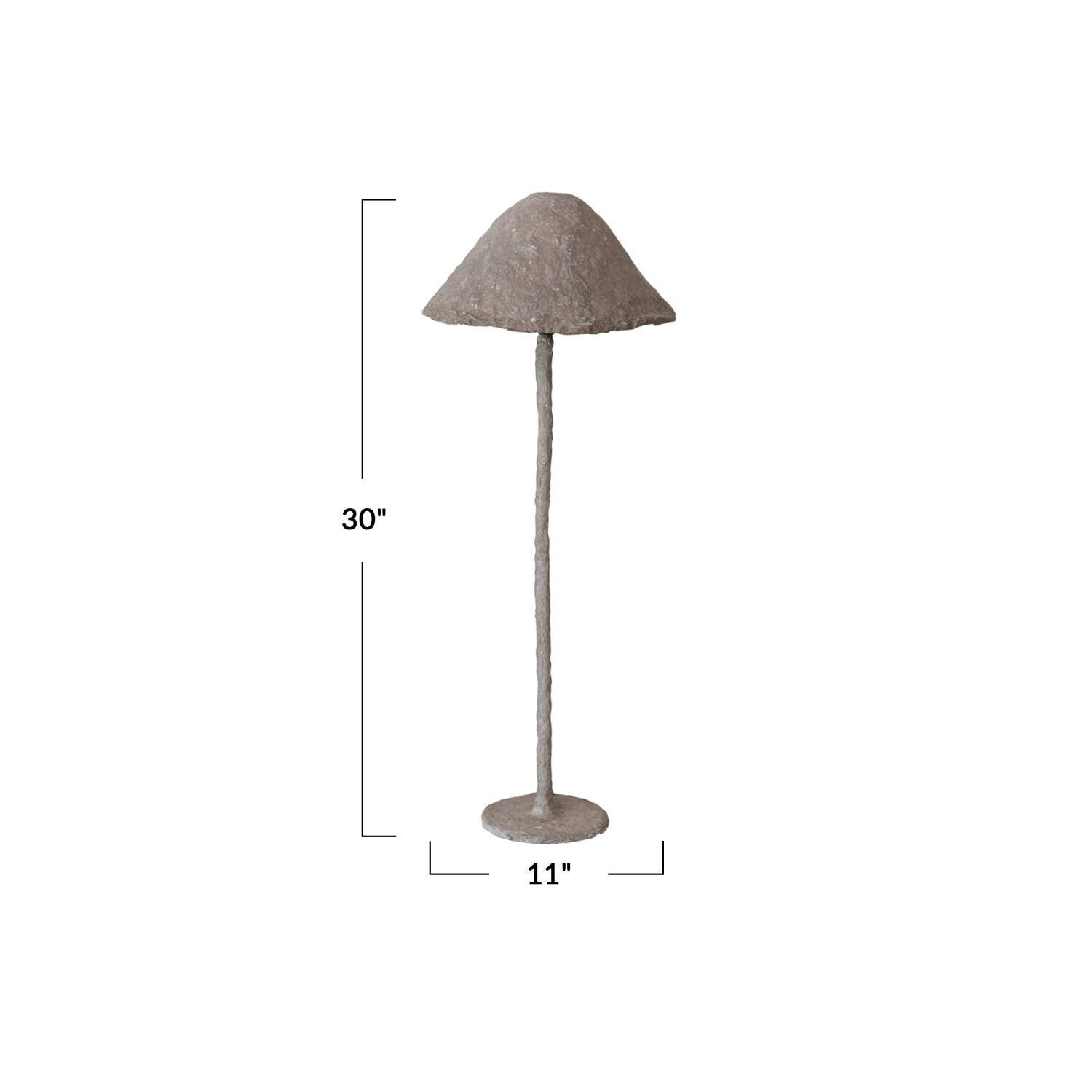 Hello Honey® 30.5" Gray Handmade Paper Mache & Metal Mushroom Table Lamp
