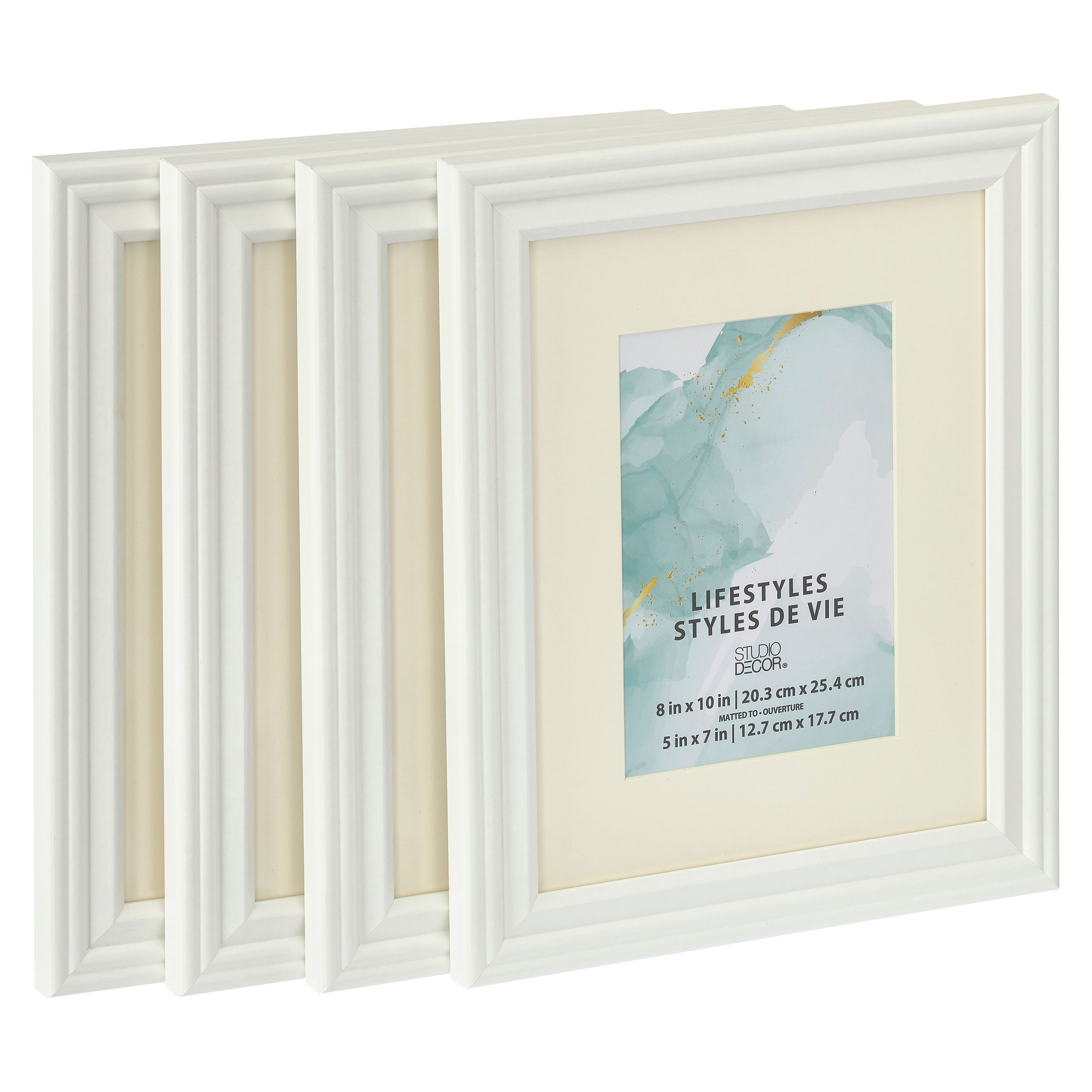 4 White Frames With Mat, 5&#x22; x 7&#x22;, Lifestyles By Studio D&#xE9;cor&#xAE;