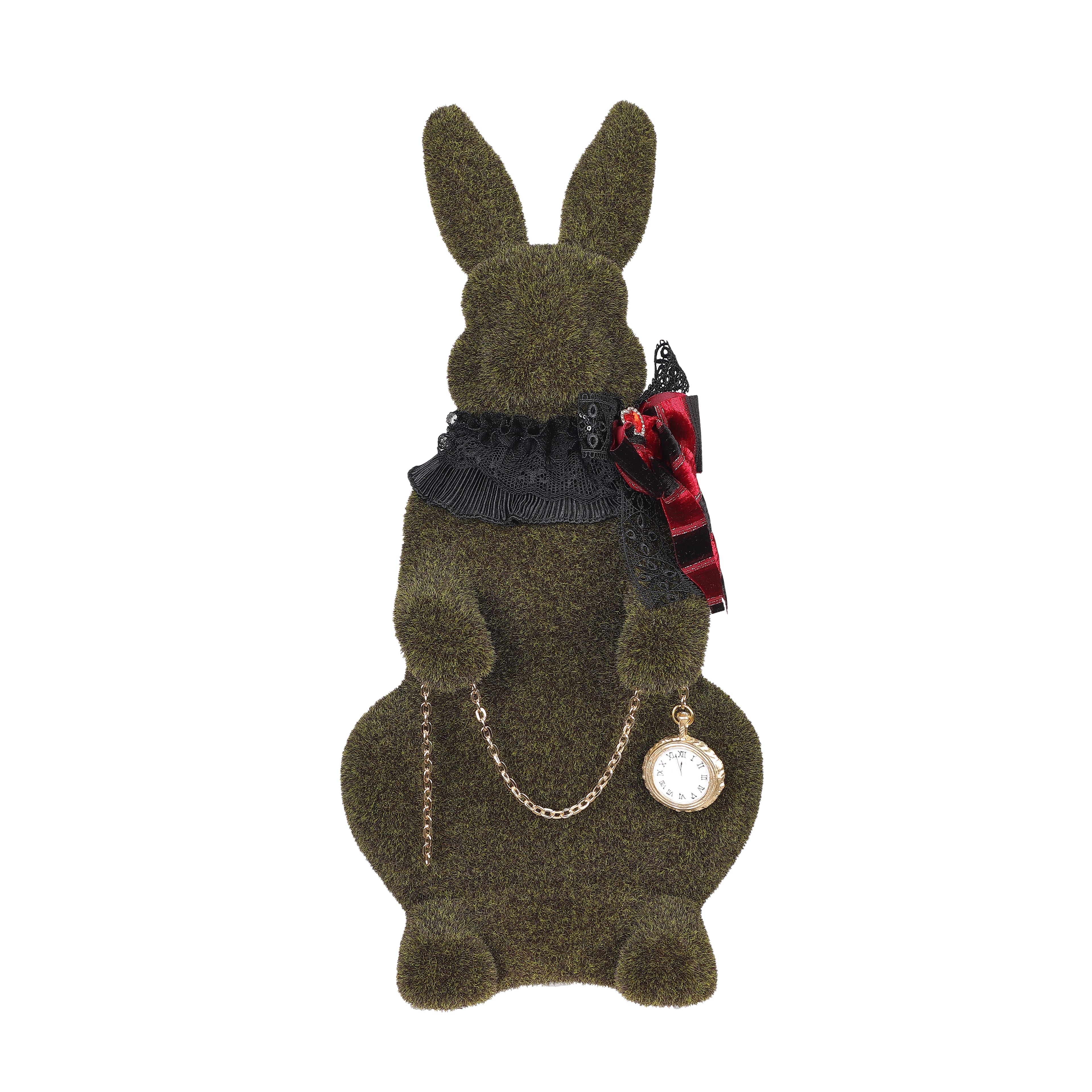 18&#x22; Faux Grass Tabletop Bunny with Scarf &#x26; Pocket Watch by Ashland&#xAE;