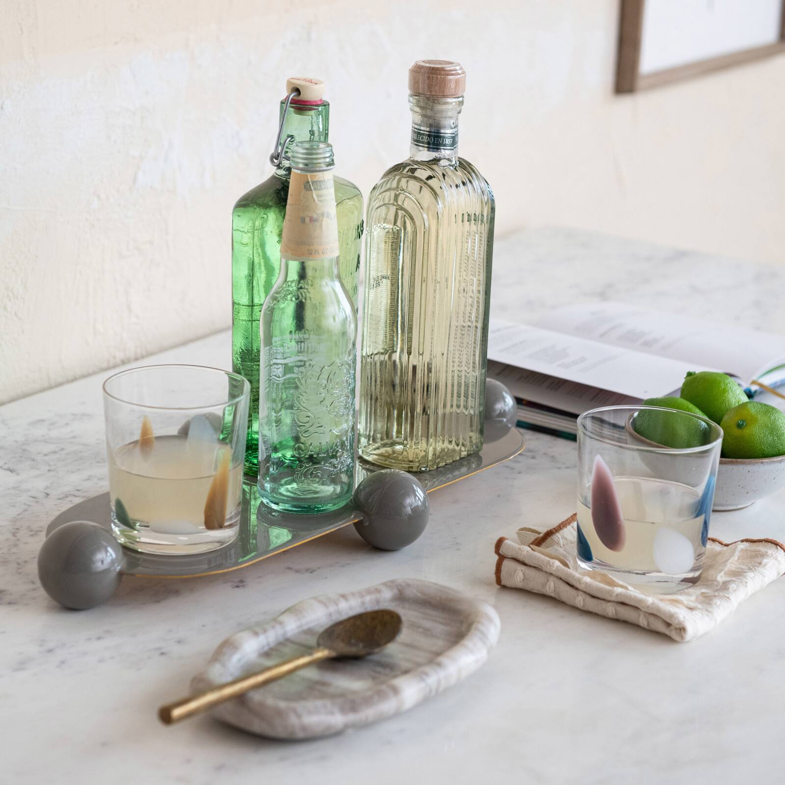 Hello Honey&#xAE; 12oz. Green &#x26; Yellow Kaleidoscope Harmony Handmade Art Glass