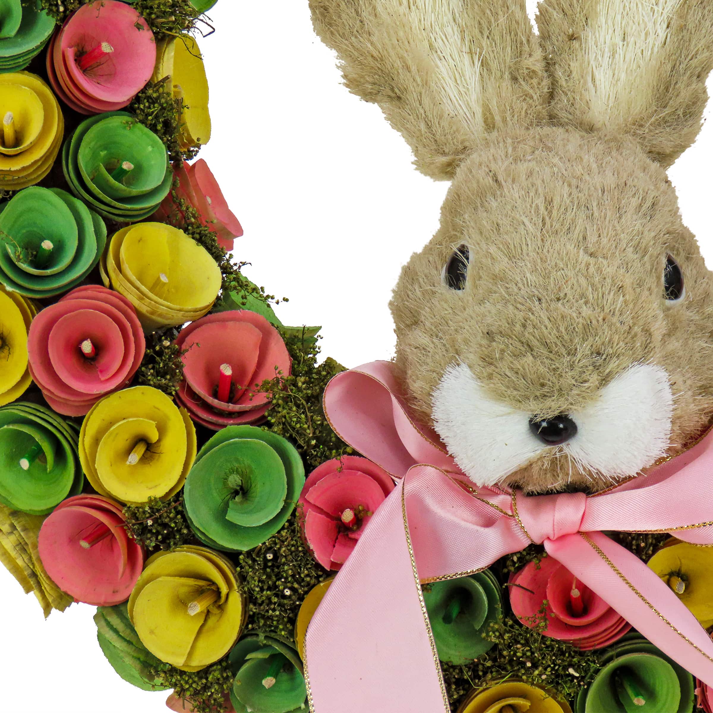 16&#x22; Floral Wreath with Bunny Head Center
