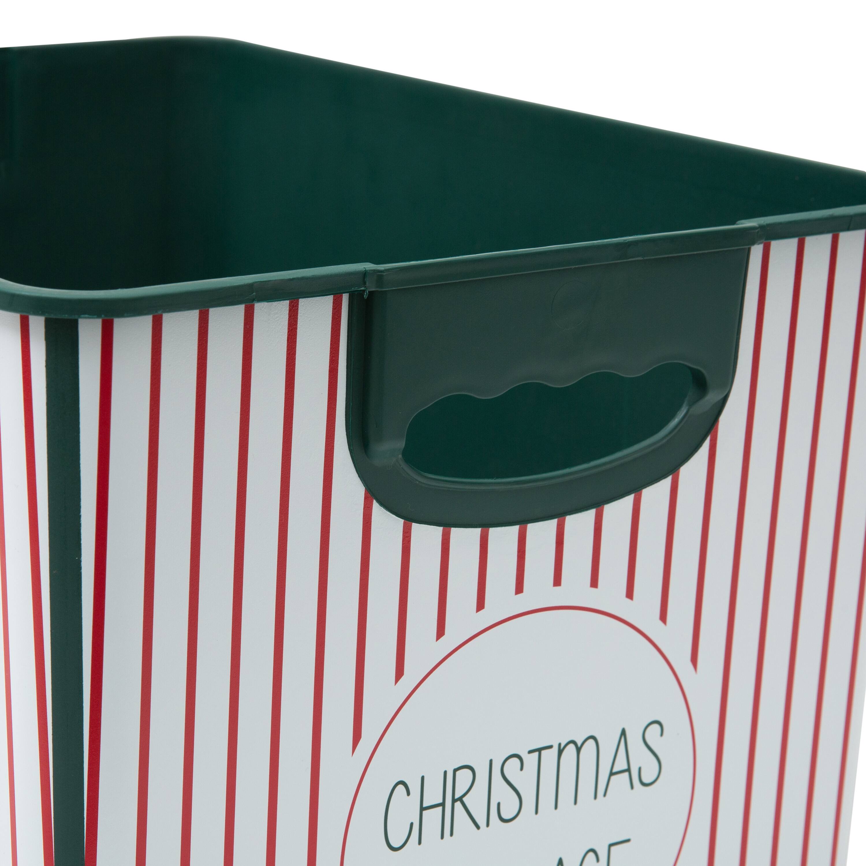 Simplify Christmas Stripe Design Green Ornament Storage Tote Bin