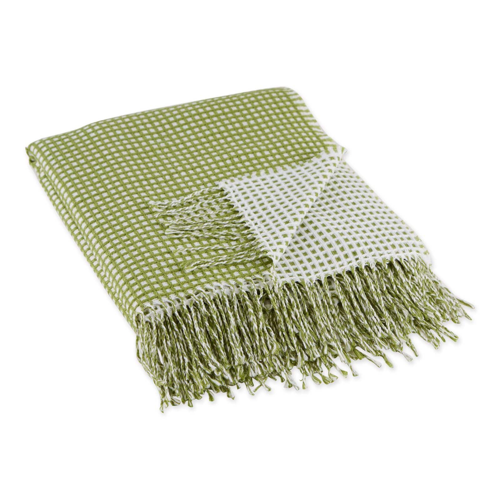 DII&#xAE; Antique Green &#x26; White Waffle Knit Throw