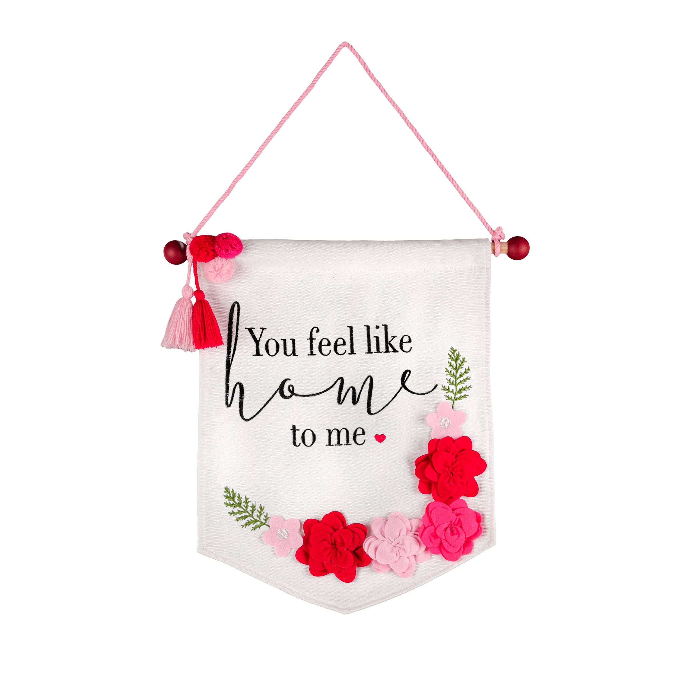 18.5&#x22; You Feel Like Home Valentine&#x27;s Day Banner with Flowers