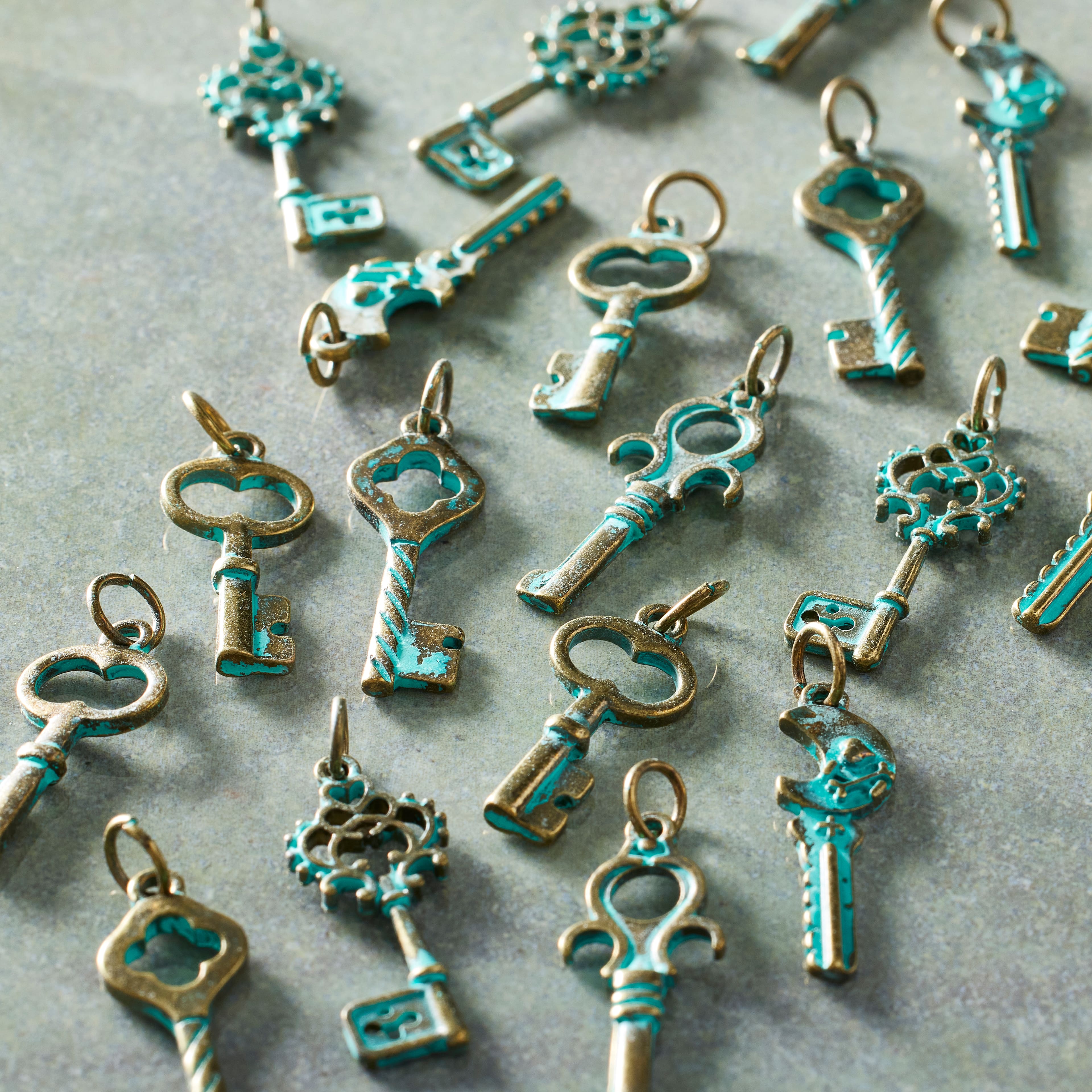 Found Objects&#x2122; Patina Key Charms By Bead Landing&#x2122;