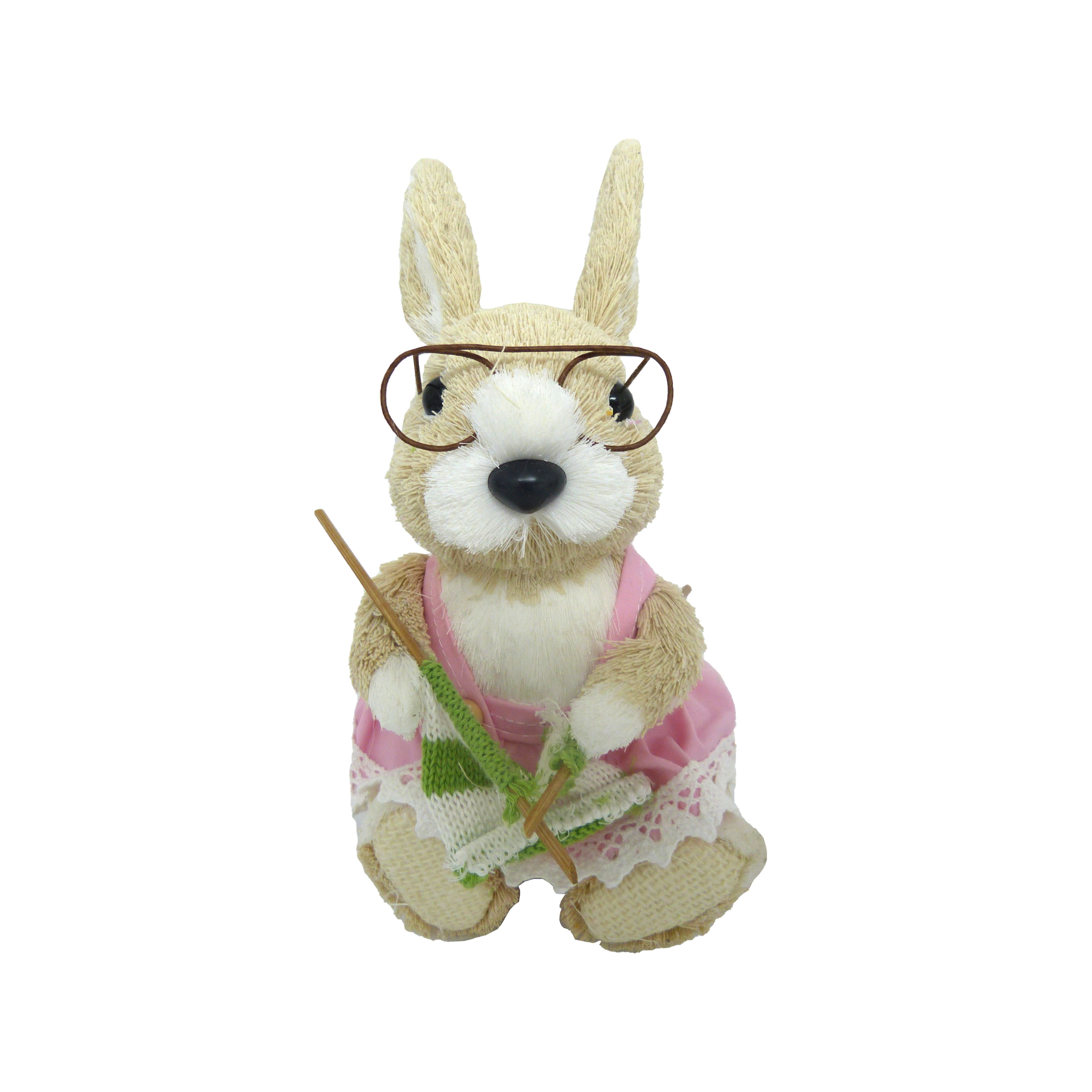 8.25&#x22; Girl Bunny Knitting D&#xE9;cor by Ashland&#xAE;