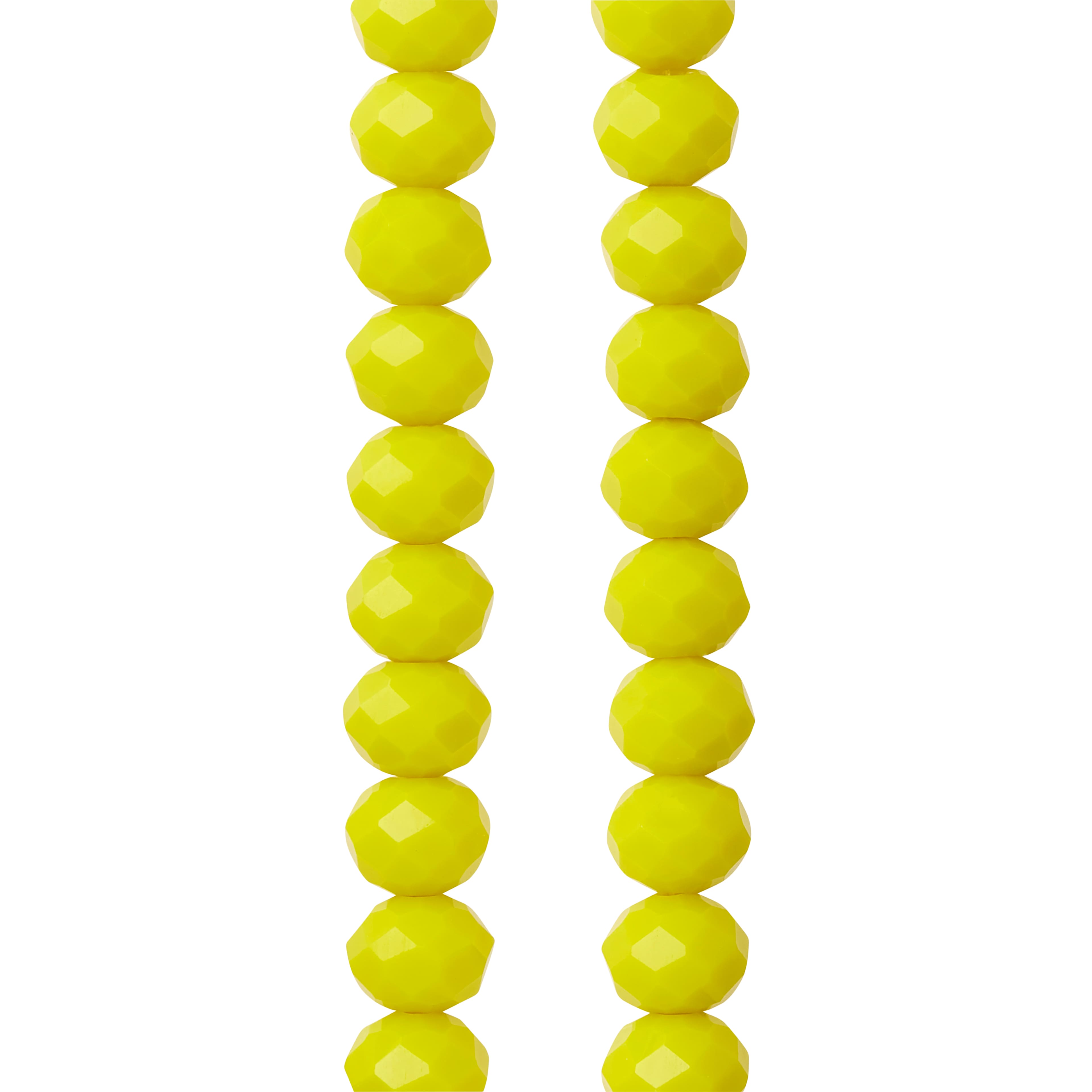 Yellow Glass Faceted Rondel Beads, 7mm by Bead Landing™