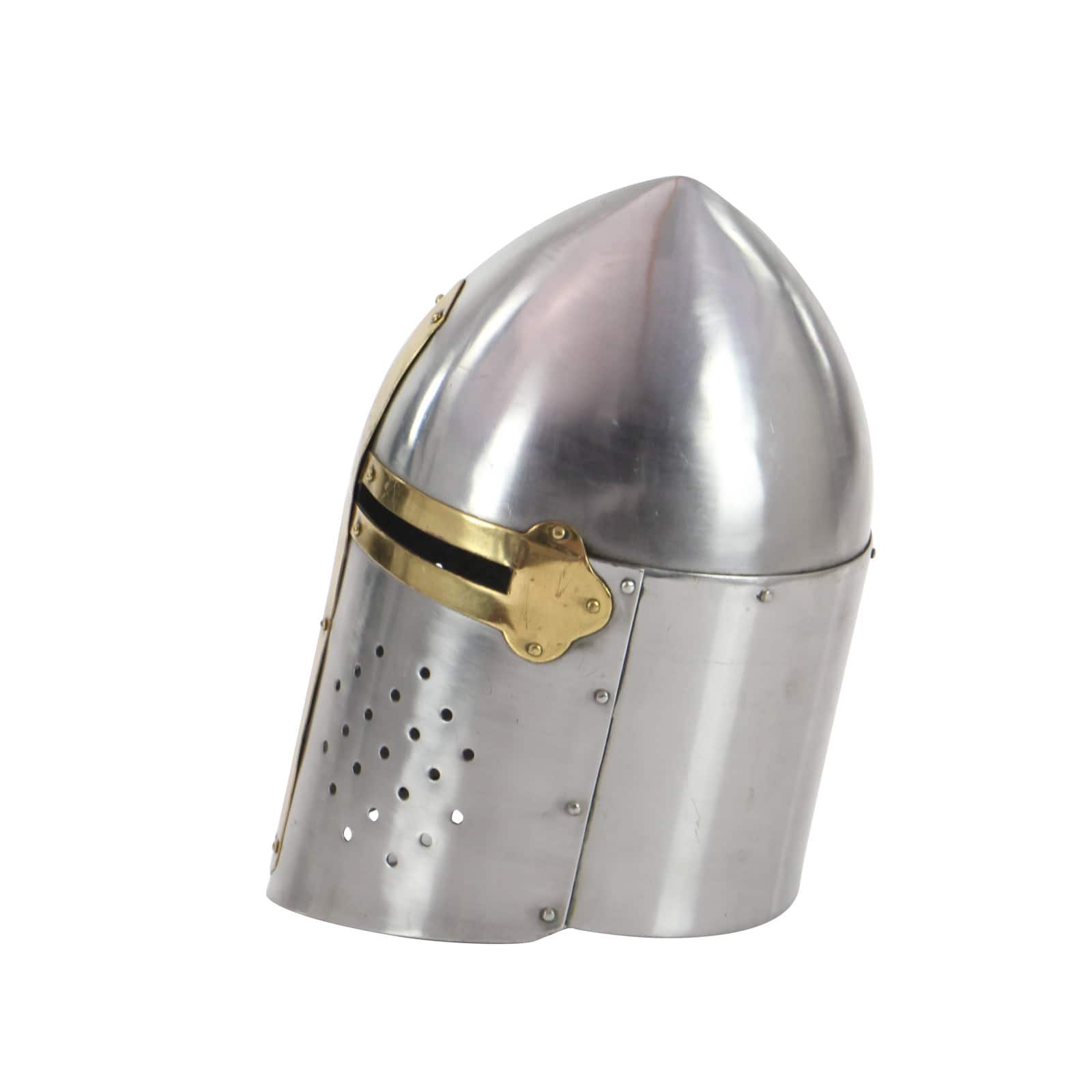Silver Iron Eclectic Medieval Helmet, 13" x 9" x 9"