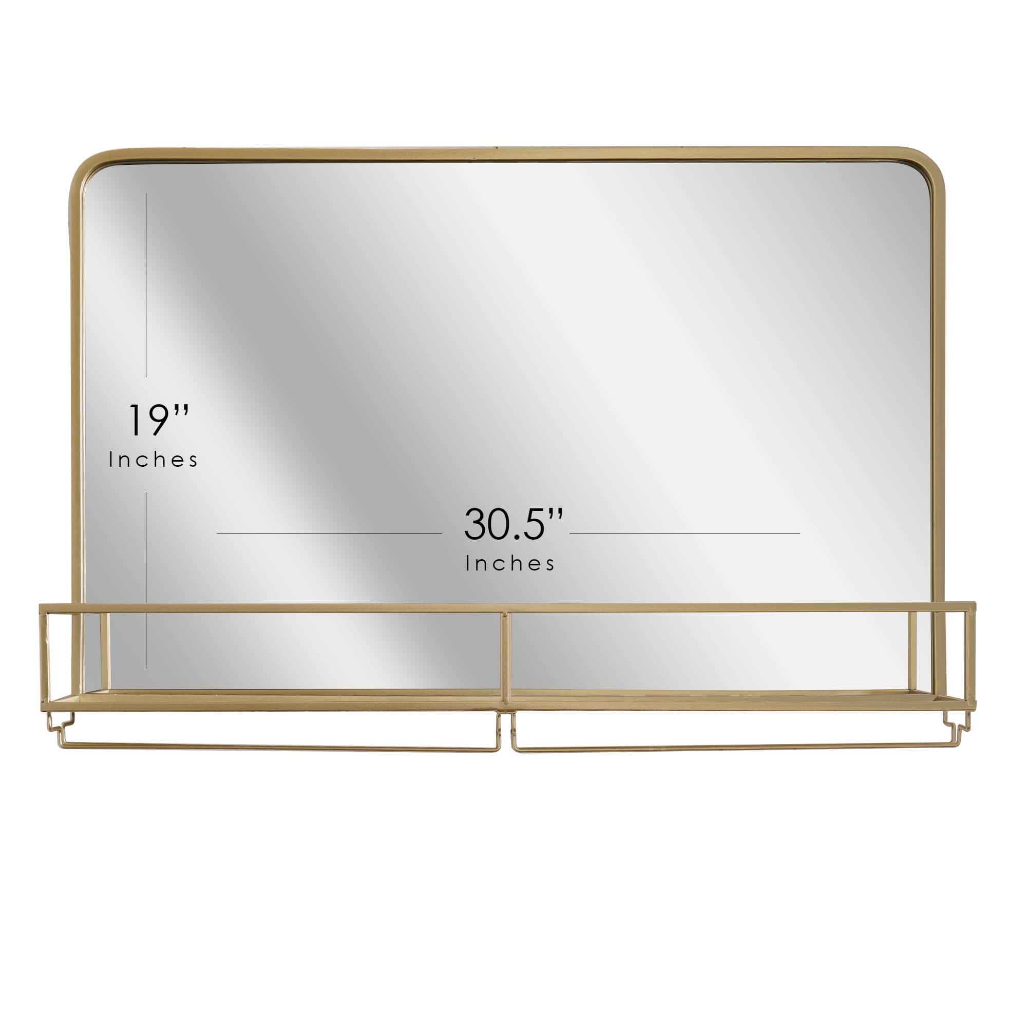 Gold Frame Rectangle Vanity Wall Mirror with Storage - 21.25&#x22; x 31.5&#x22;