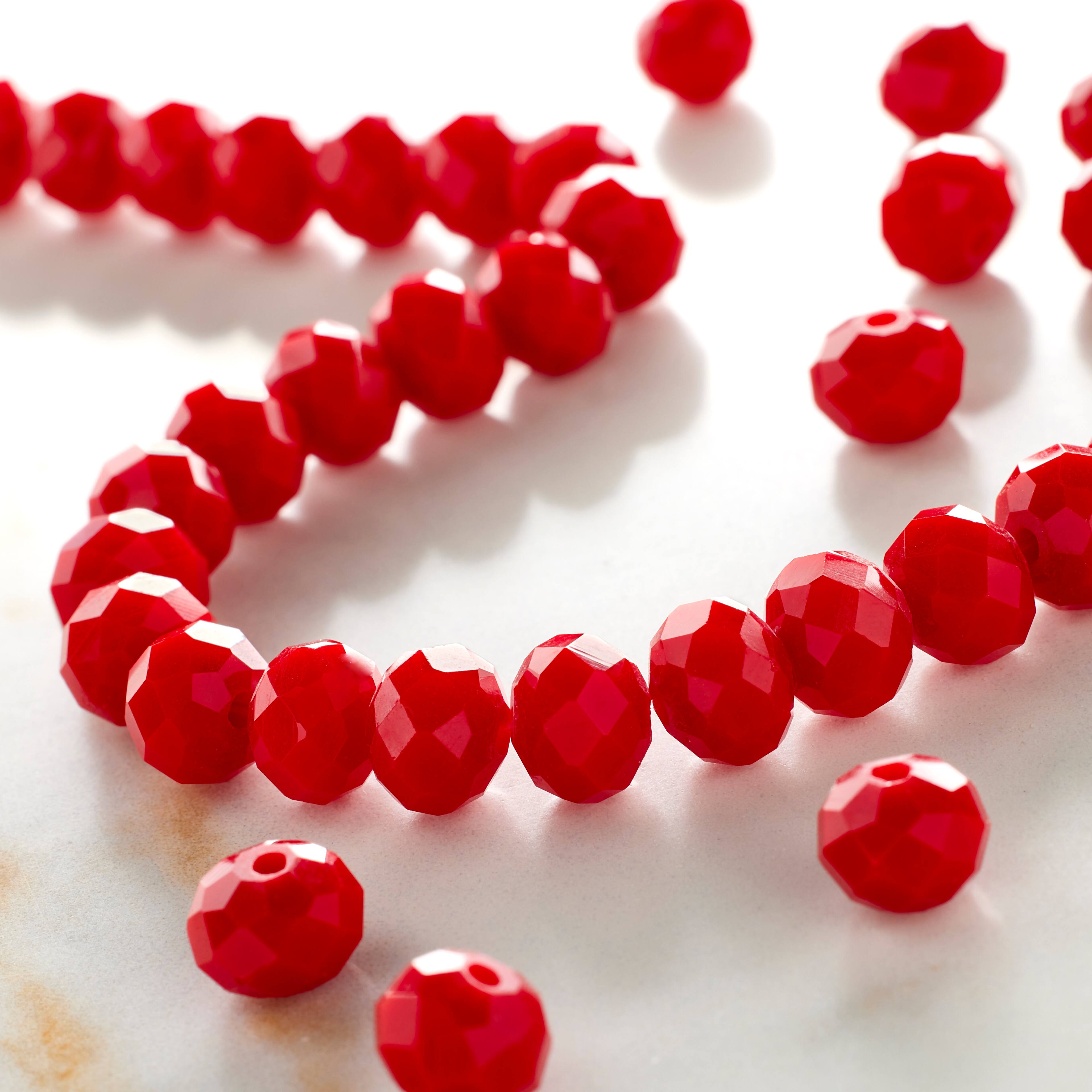 Red Faceted Glass Rondelle Beads, 8mm by Bead Landing™