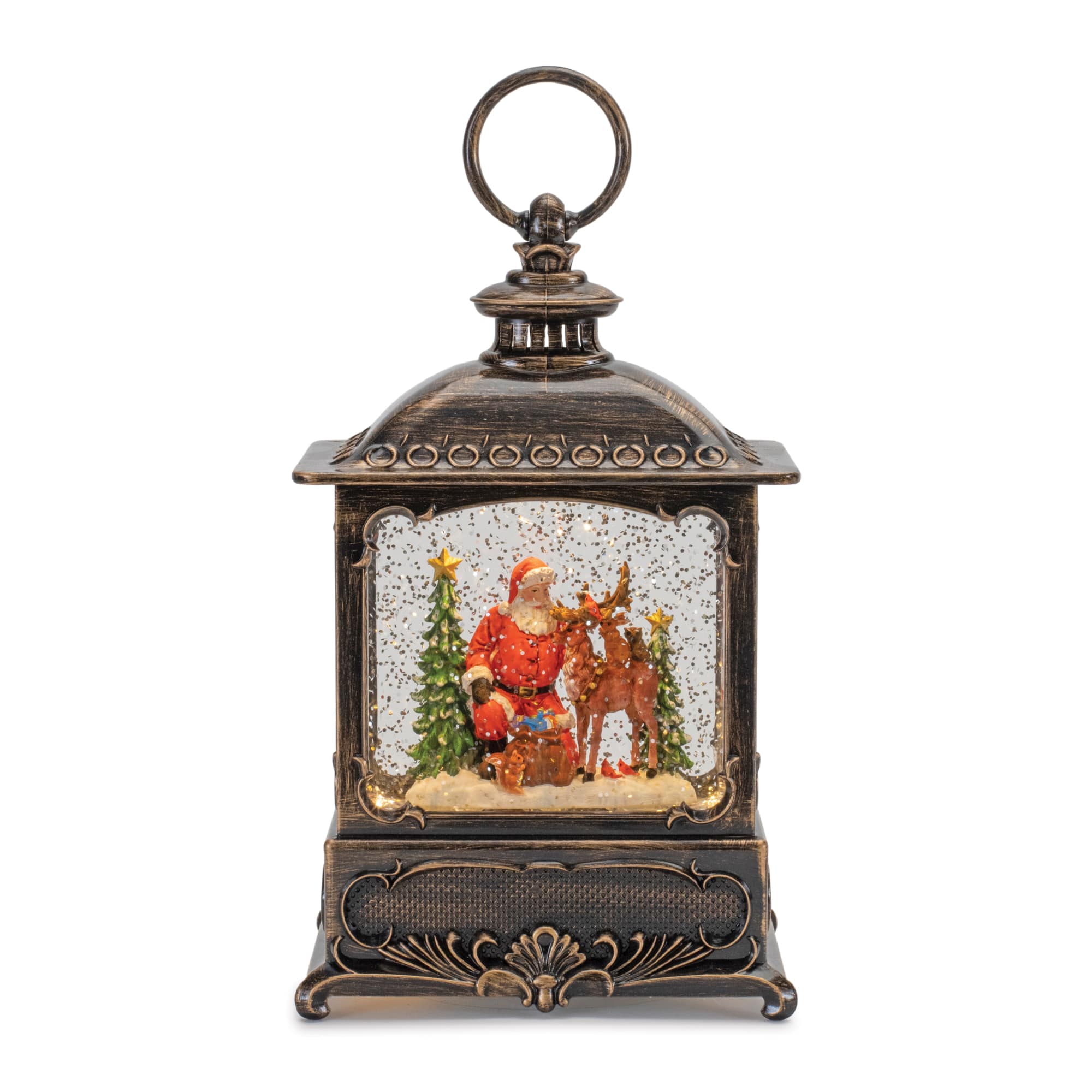 9&#x22; LED Snow Globe Lantern with Woodland Animals
