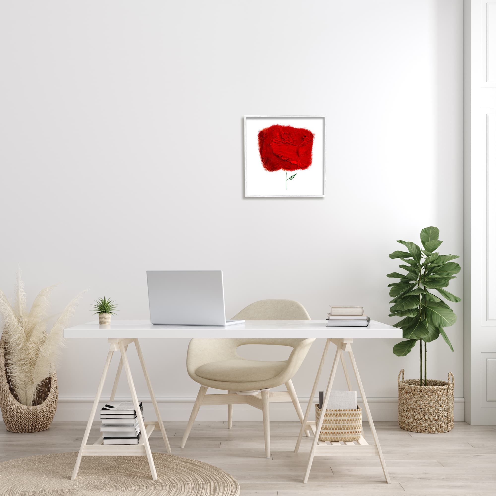 Stupell Industries Nerudo Rose Abstract Interpretation Modern Red Floral Framed Wall Art