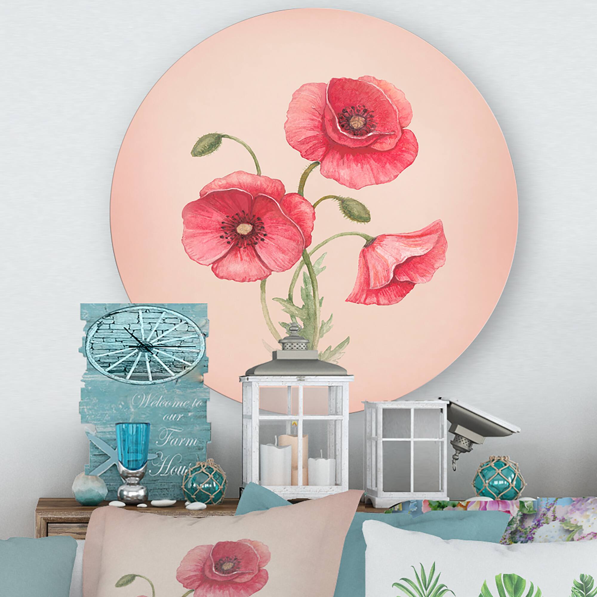 Designart - Retro Poppy Flowers