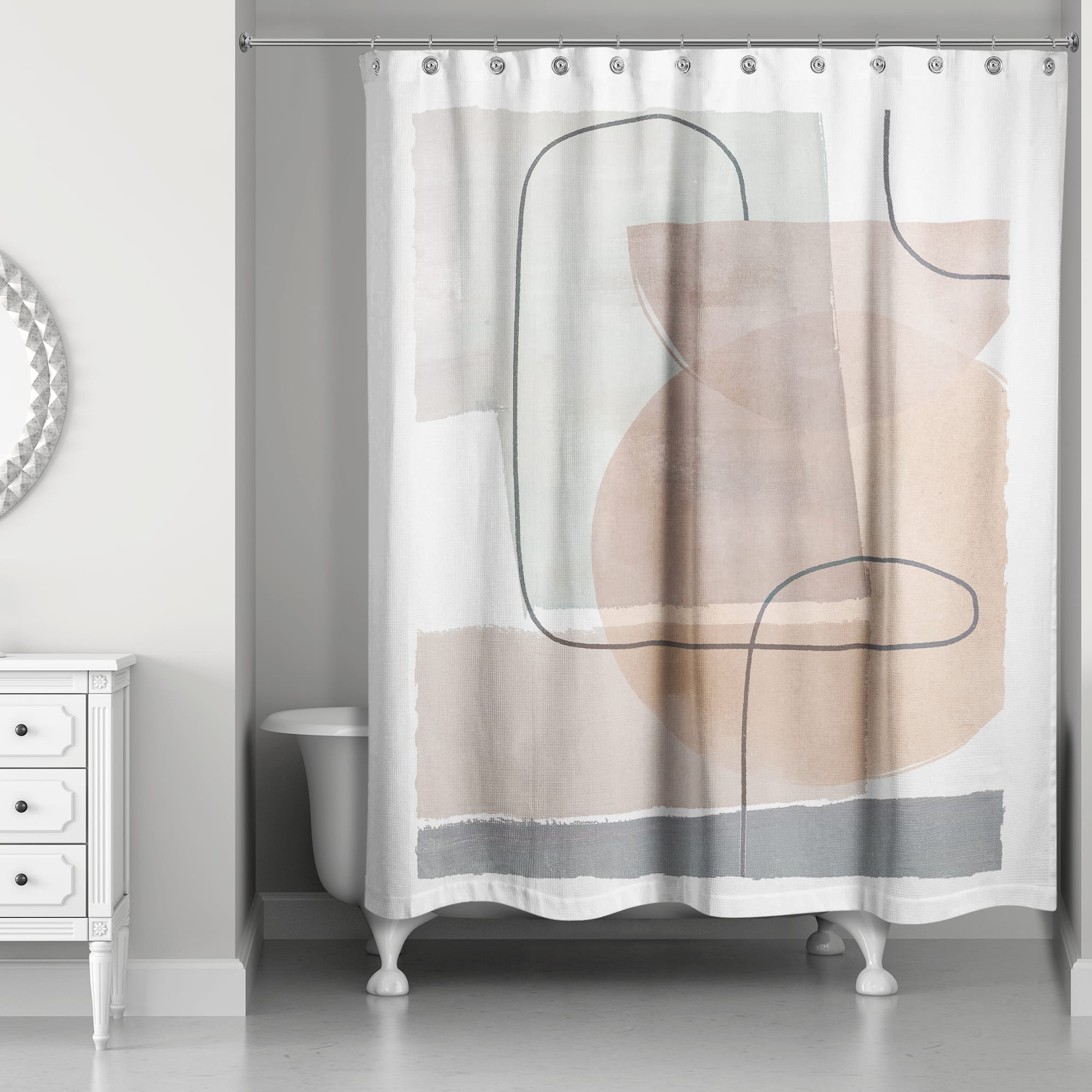 Mid-Mod Layered Abstract 71" x 74" Shower Curtain