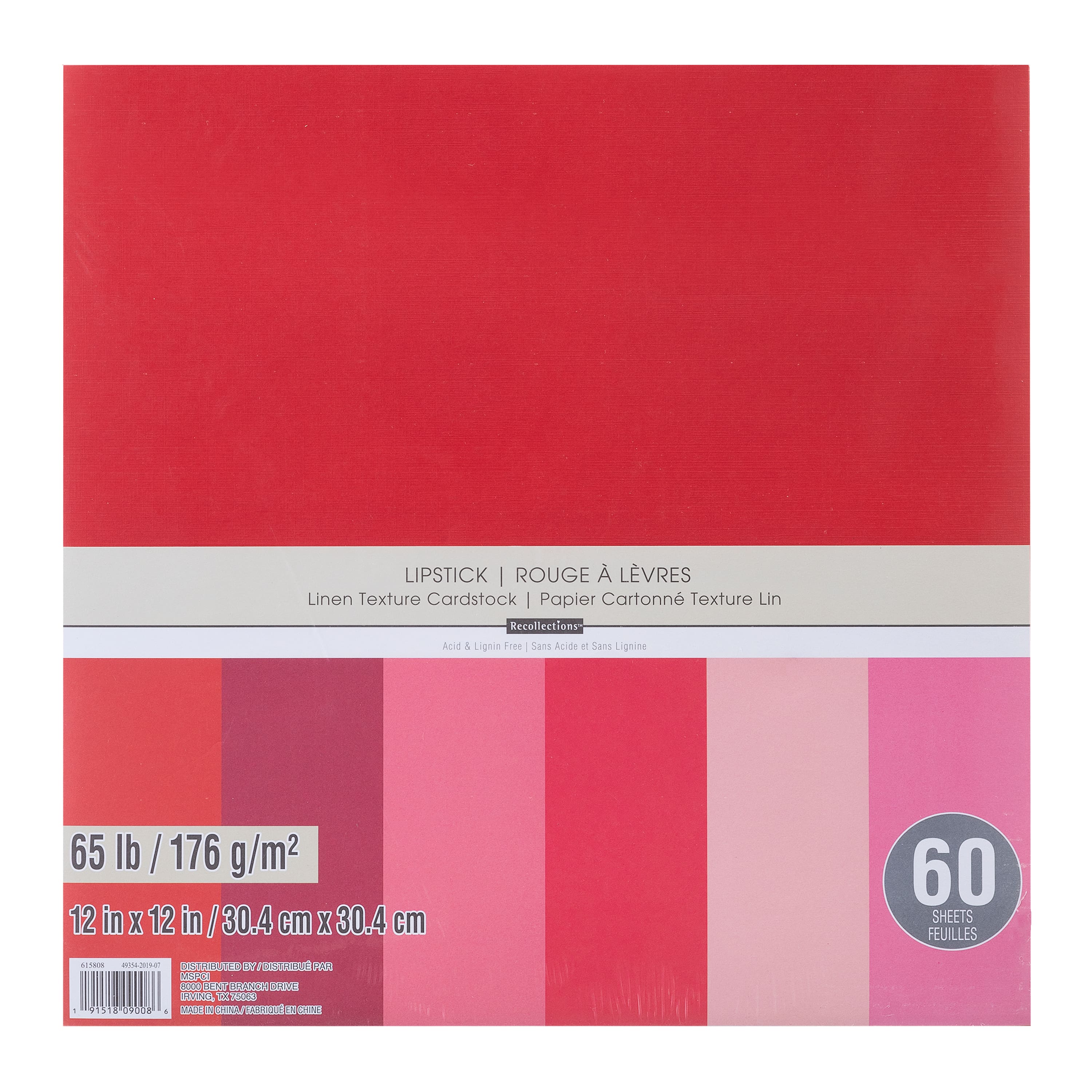 Lipstick 12&#x22; x 12&#x22; Linen Texture Cardstock by Recollections&#x2122;, 60 Sheets