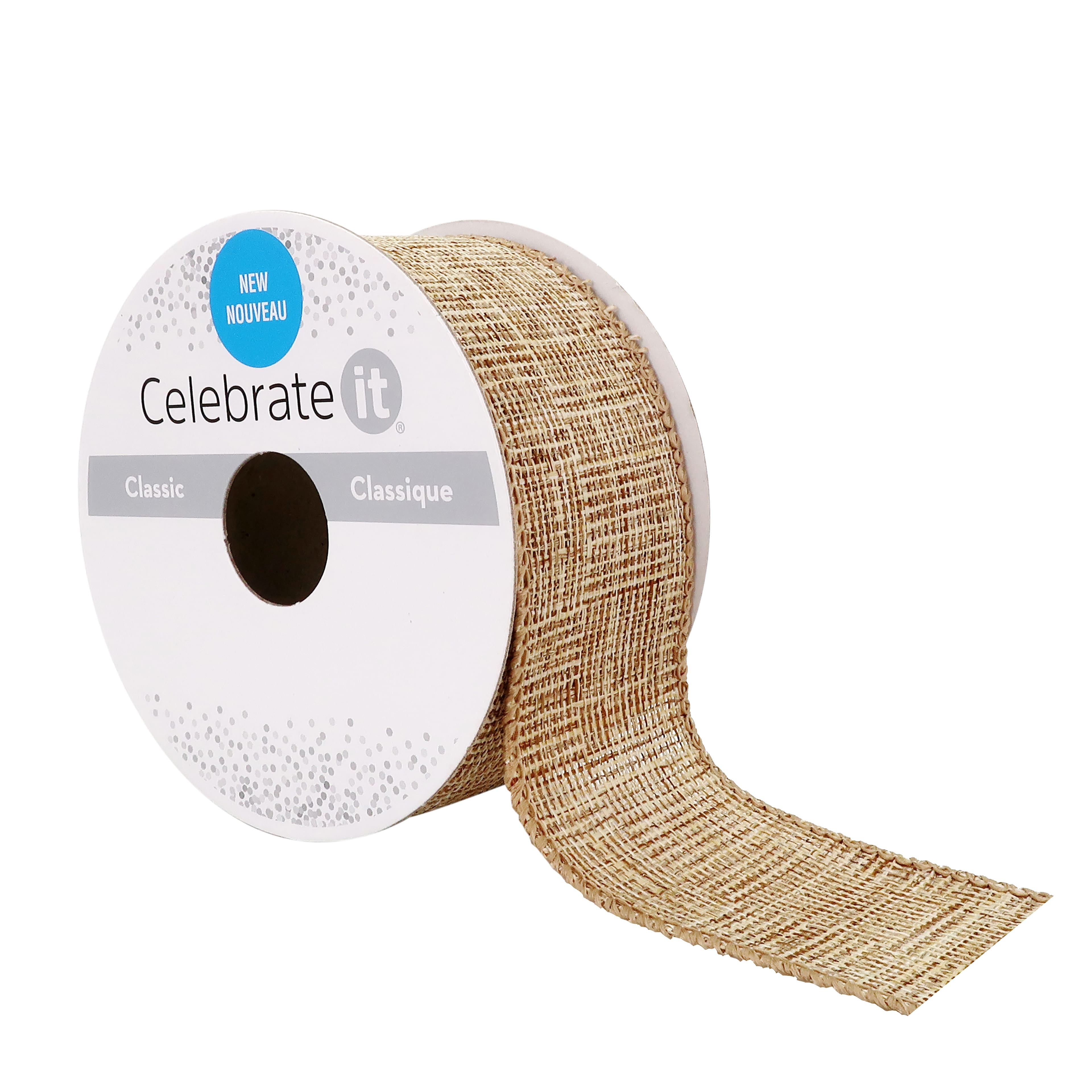 12 Pack: 1.5'' x 3yd. Linen Wired Textured Ribbon by Celebrate It®