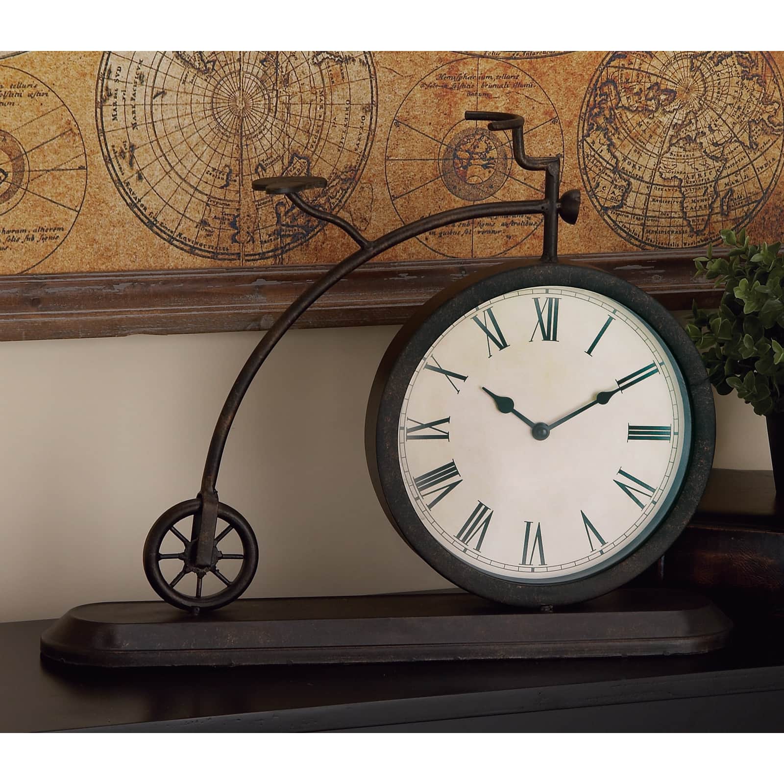 19&#x22; Black Metal Vintage Bicycle Clock