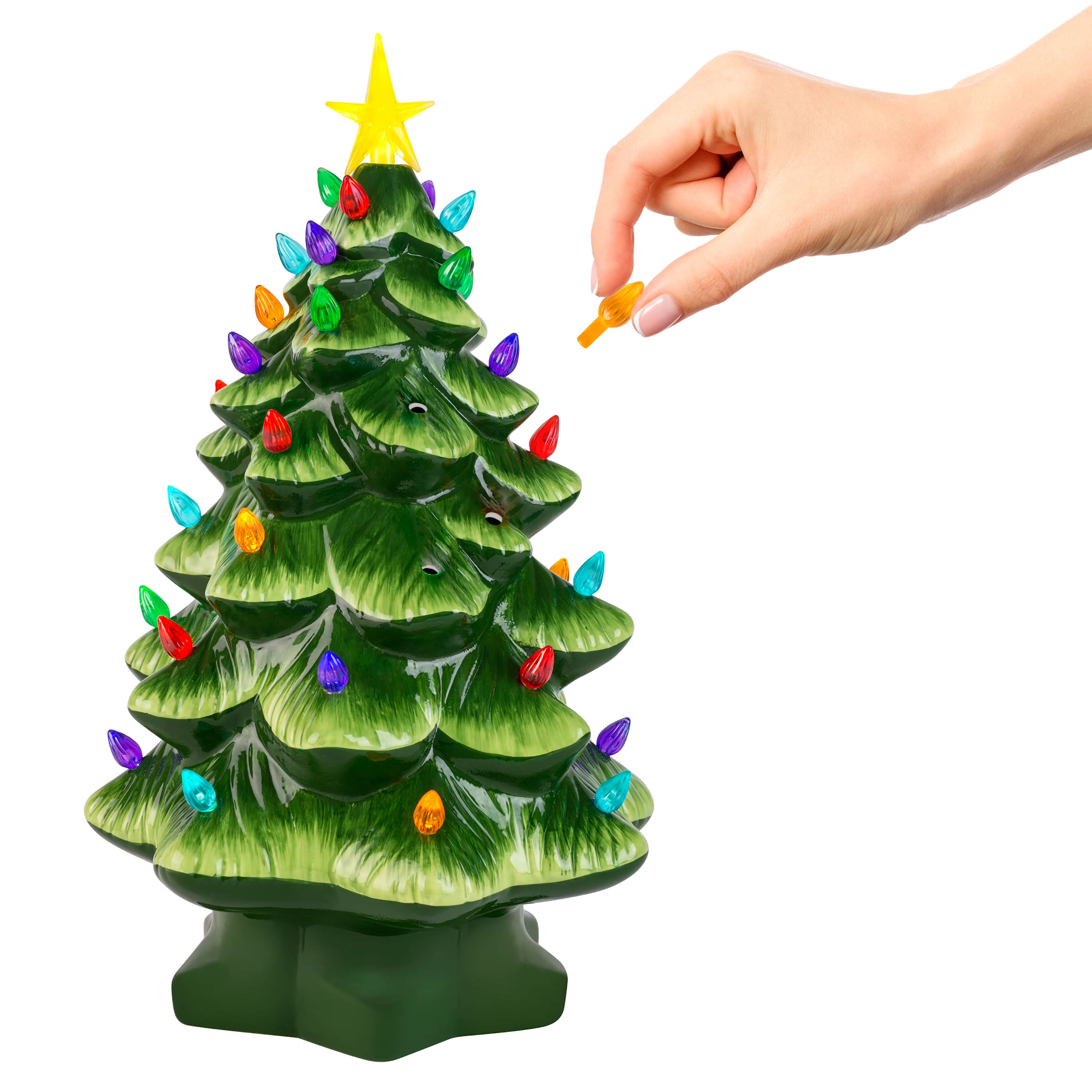 Mr. Christmas LED Green Nostalgic Ceramic Christmas Tree 14 in