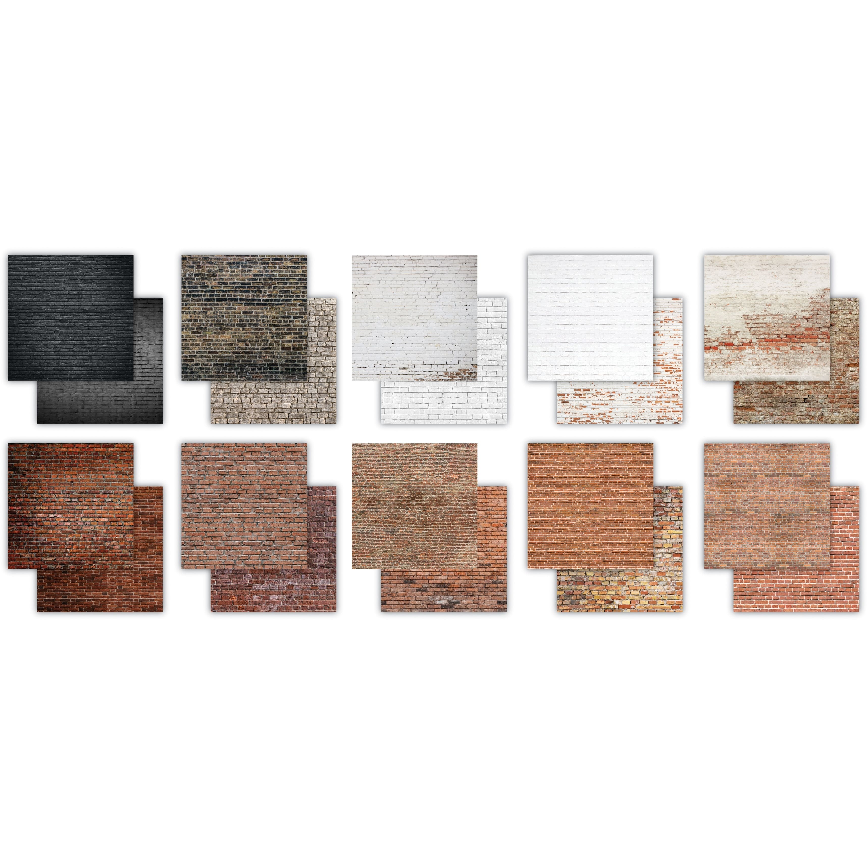 Craft Consortium Double-Sided Paper Pad 12" x 12" 30 ct. Brick Textures, 20 Designs