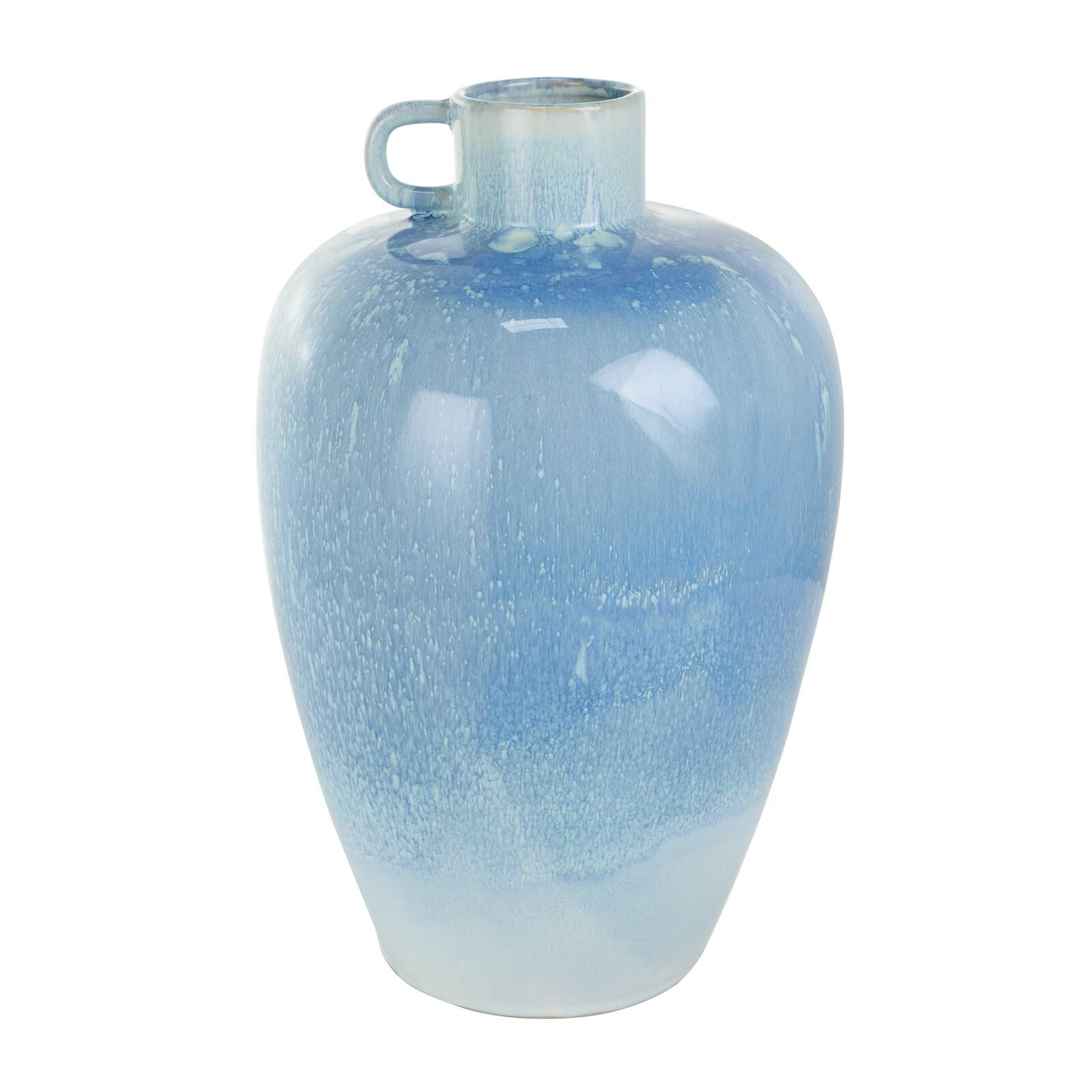 18&#x22; Blue Unique Textured Ceramic Ombre Vase