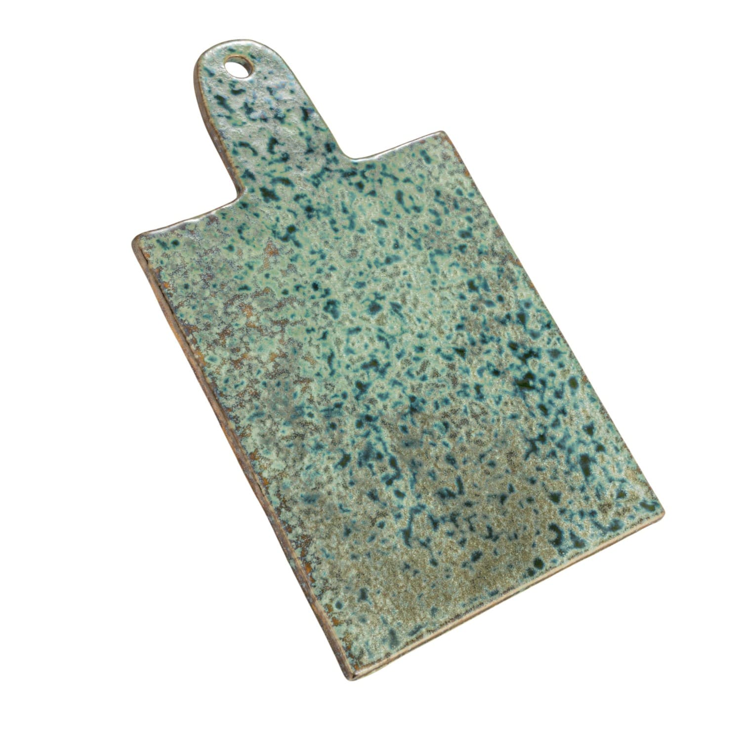 Hello Honey&#xAE; 13.75&#x22; Green Matte Stoneware Cheese Board with Leather Tie