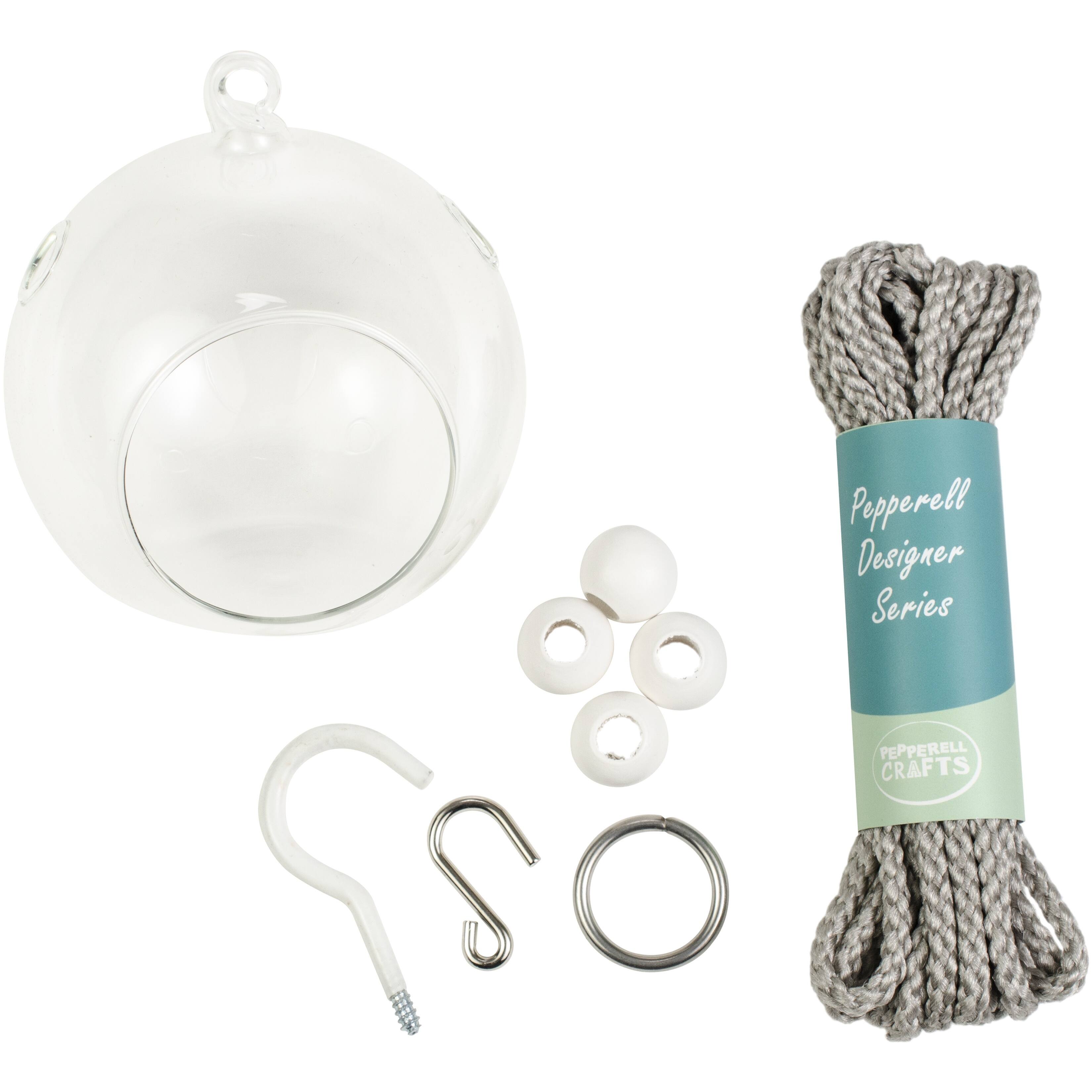 Pepperell Designer Gray Macramé Hanging Terrarium Kit