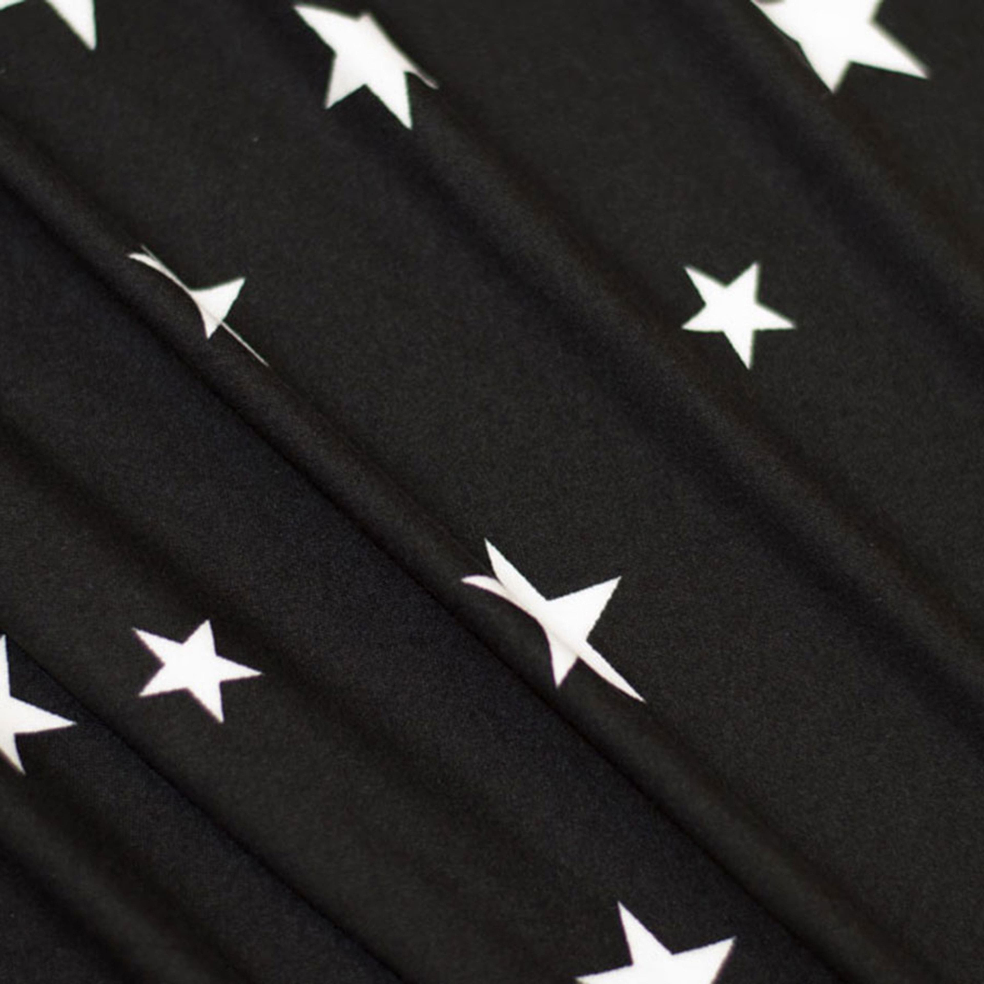 Fabric Merchants Stars on Black Double Brushed Stretch Fabric