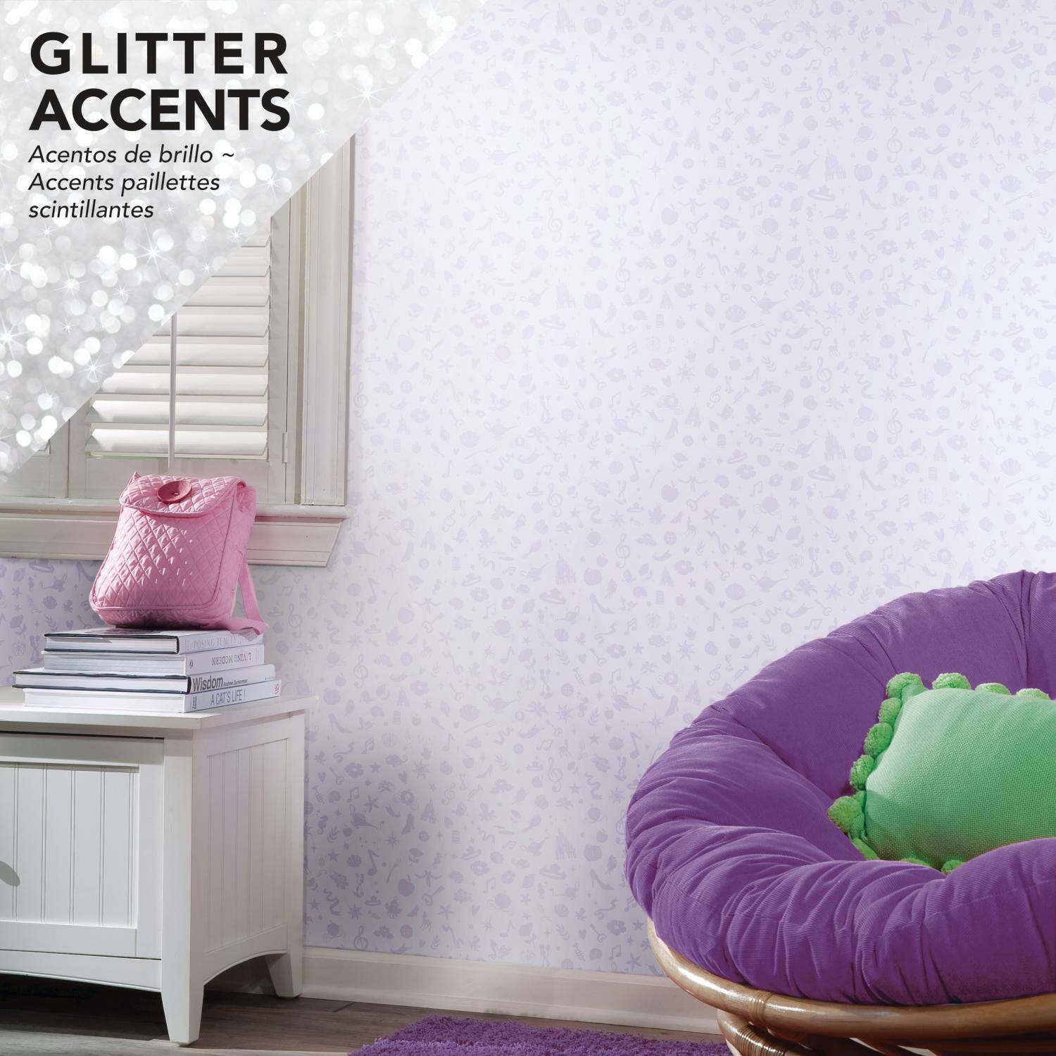 RoomMates Disney&#xAE; Princess Icons with Glitter Peel &#x26; Stick Wallpaper