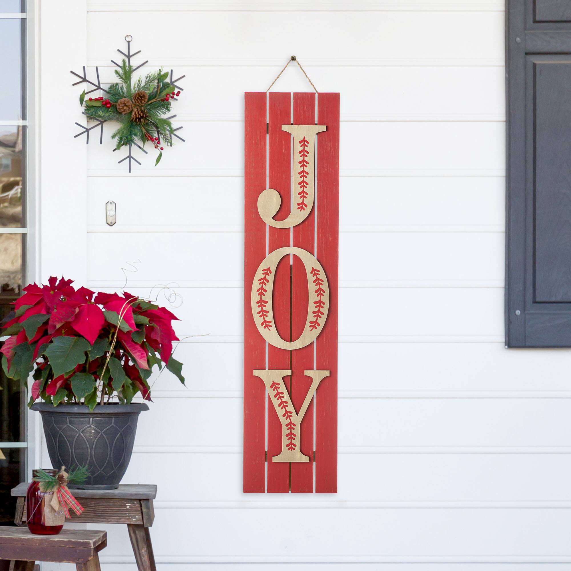 Glitzhome&#xAE; 42&#x22; Christmas JOY Wood Porch Sign