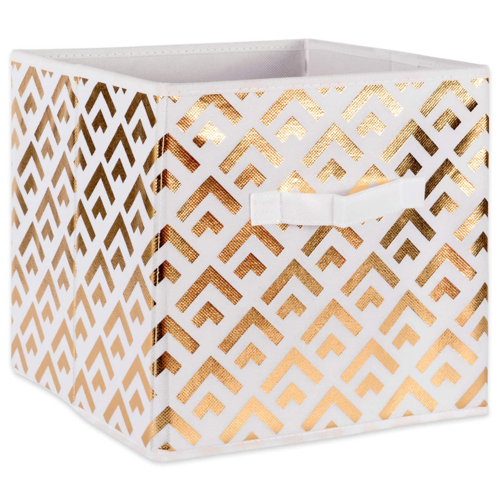 DII&#xAE; 11&#x22; Nonwoven Polyester White &#x26; Gold Double Diamond Storage Cube, 2ct.