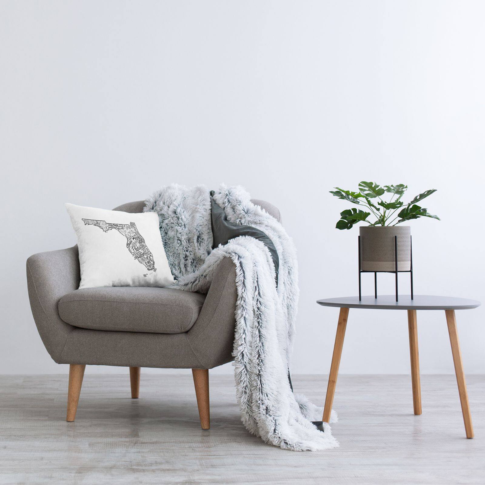 Stupell Industries Florida State Shape Various Cities Typography Throw Pillow, 18" x 18"