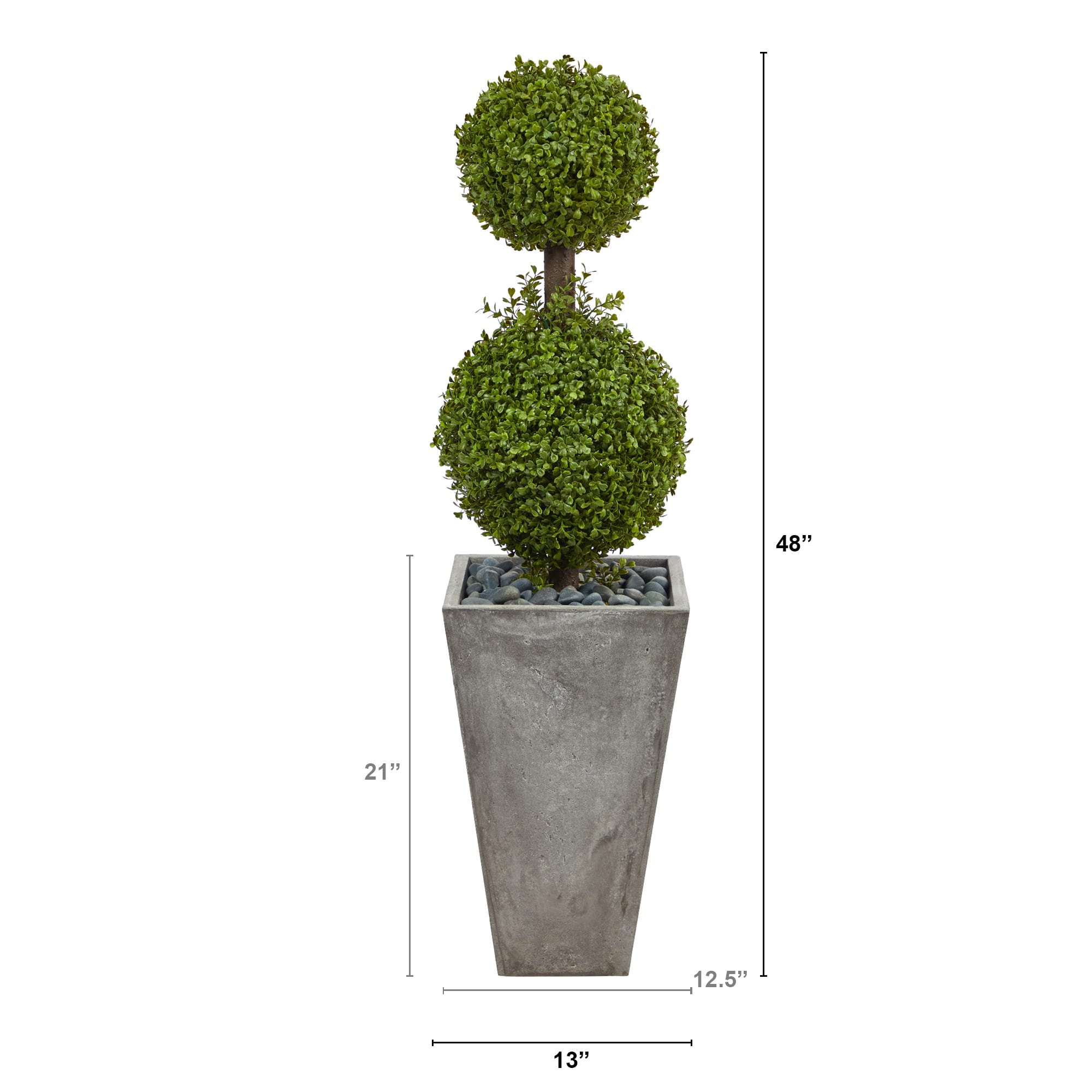 4ft. Double Boxwood Topiary Tree in Cement Planter