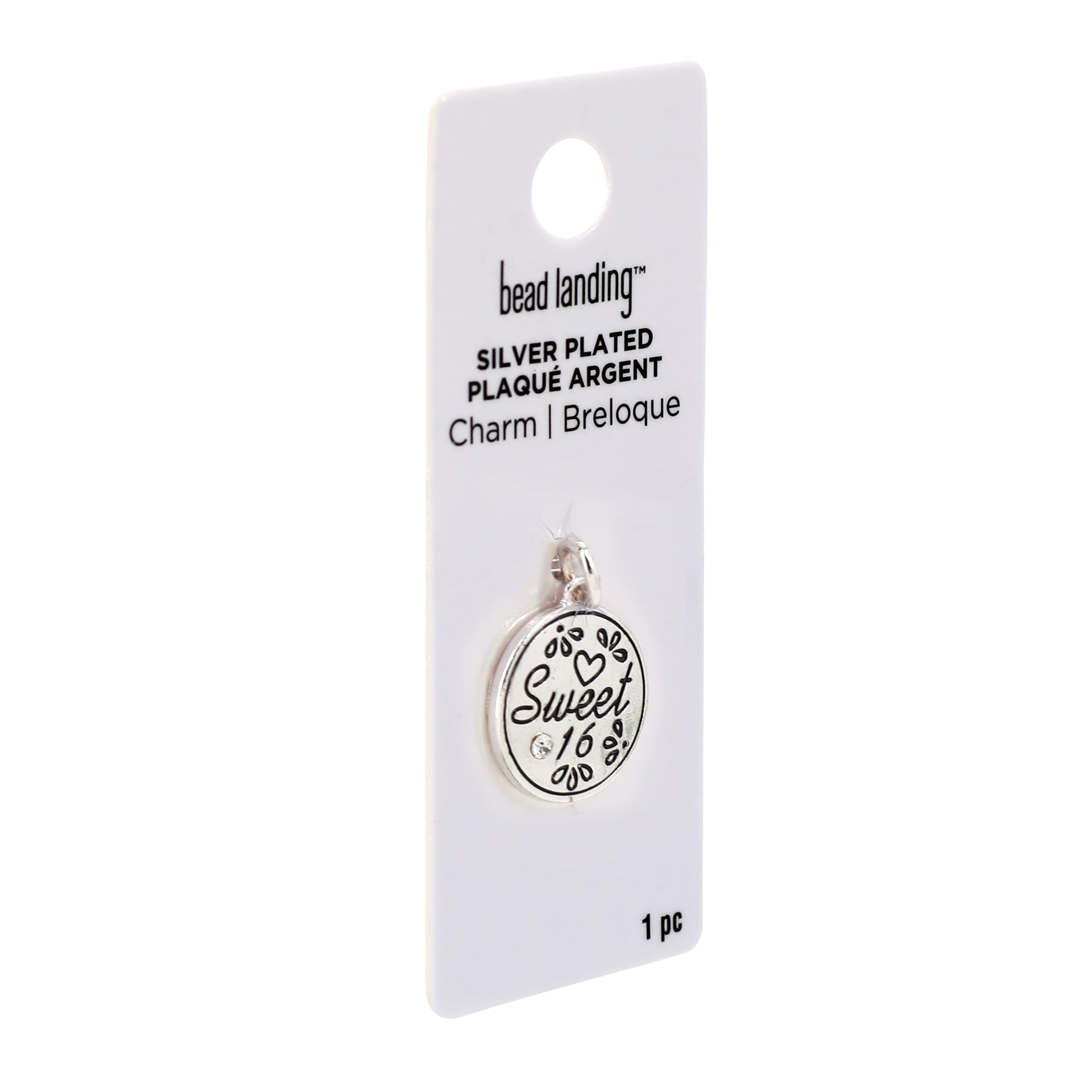 Silver Plated Sweet 16 Disc Charm by Bead Landing&#x2122;