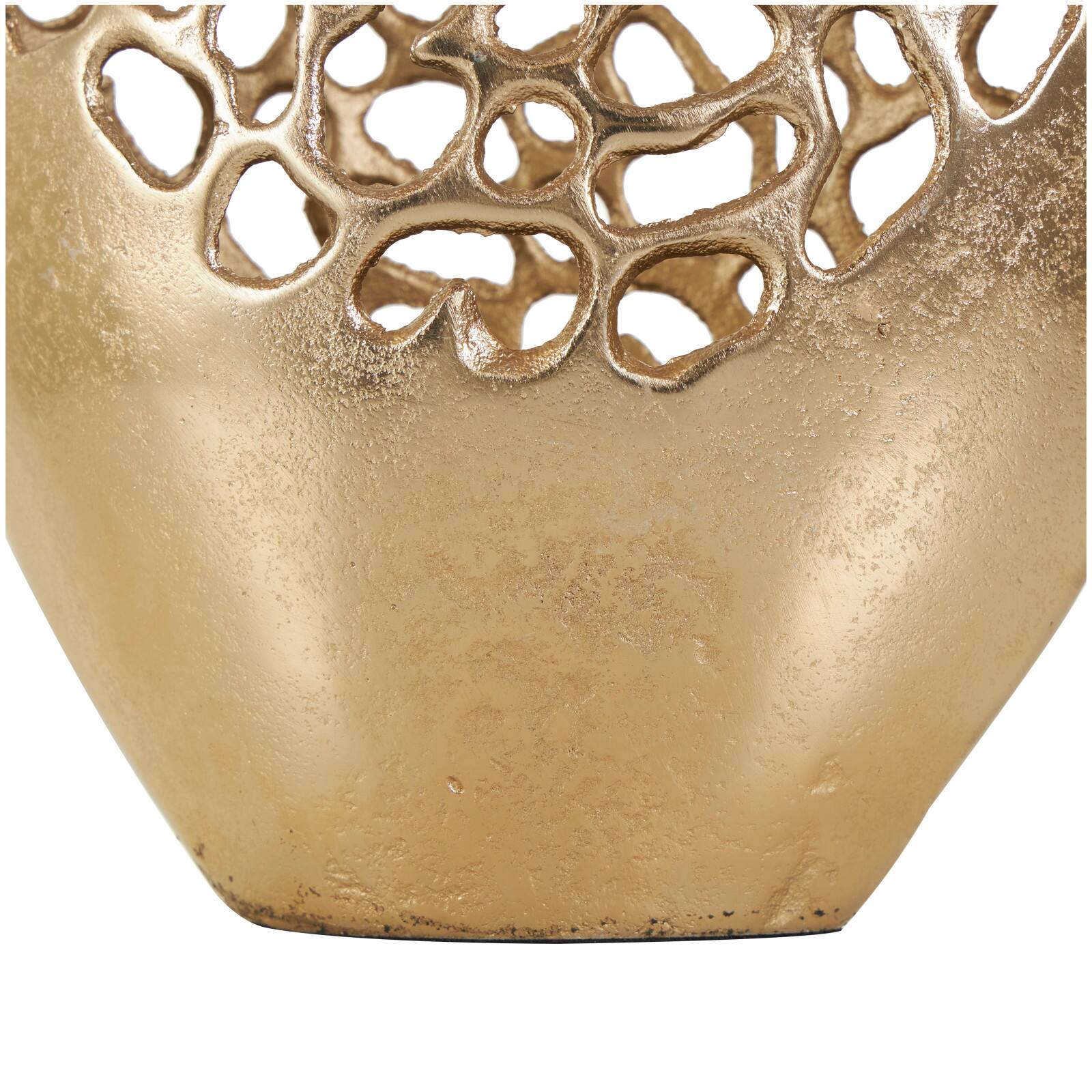 15&#x22; Gold Aluminum Vase with Freeform Open Lattice