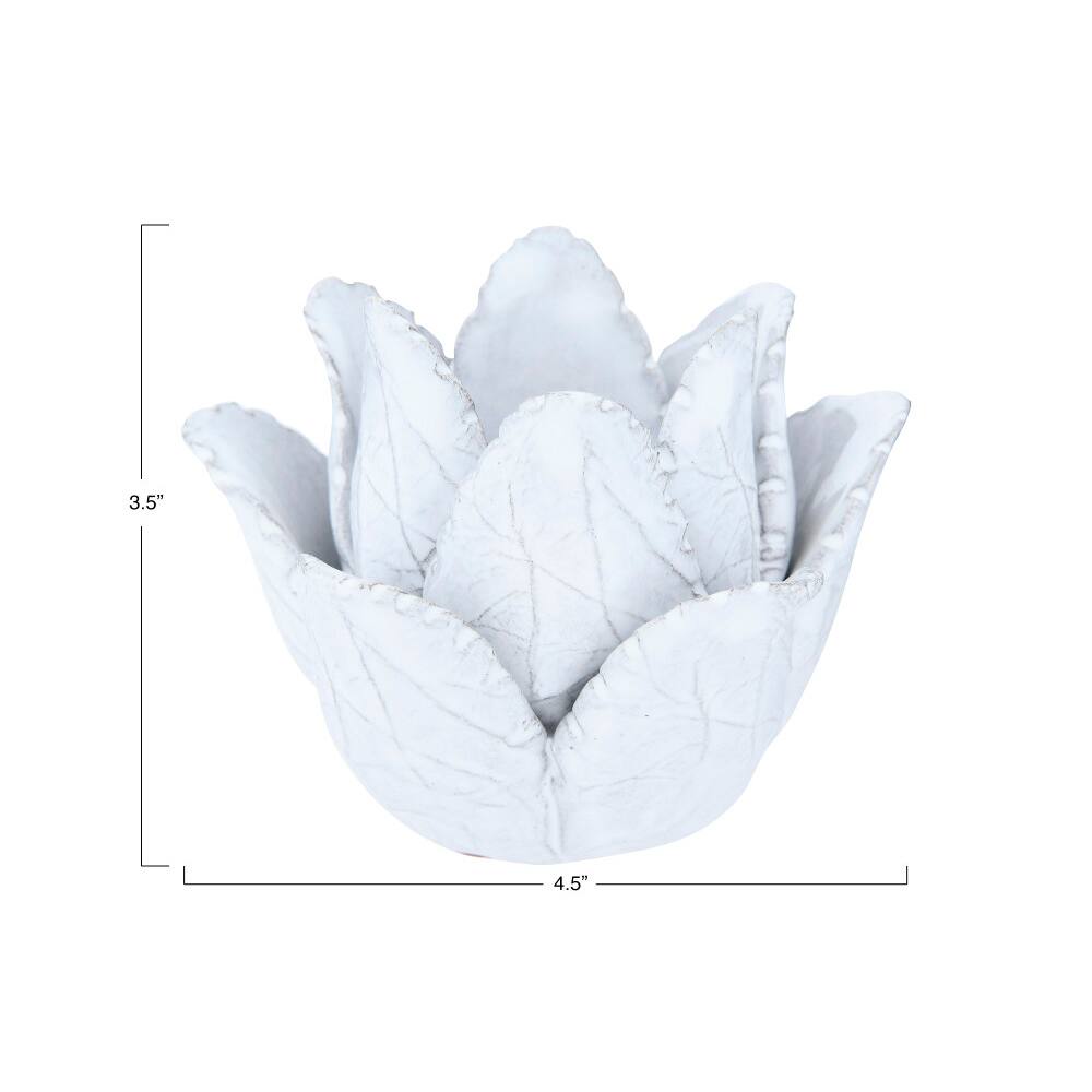 White Flower-Shaped Terracotta Tealight Candleholder