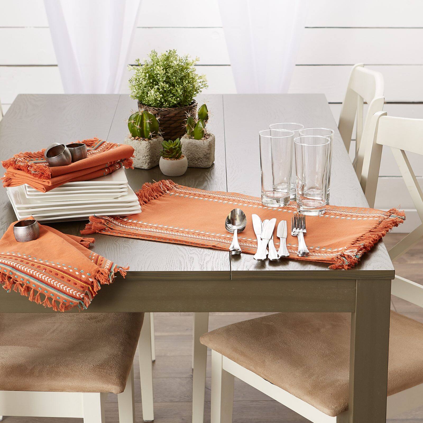 DII® Sedona Sunset Hacienda Stripe Fringed Cloth Dinner Napkins, 6ct.