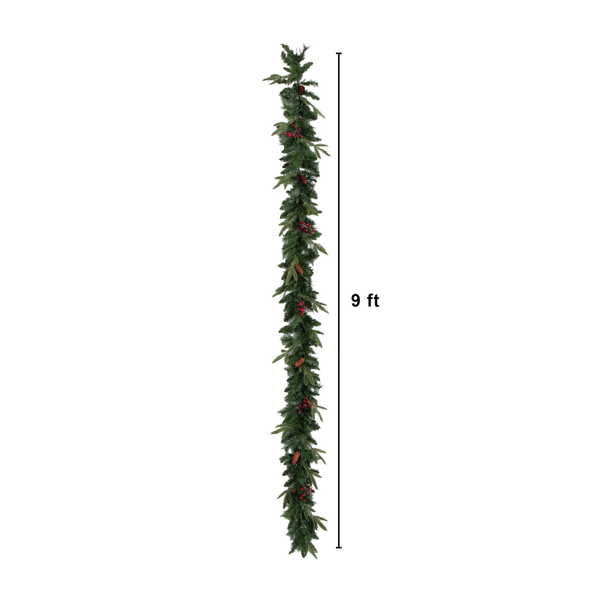 5 Piece Pre-Lit Norfolk Pine Artificial Tree, Garland and Wreath Set with Warm White LED Lights and Decorative Pots
