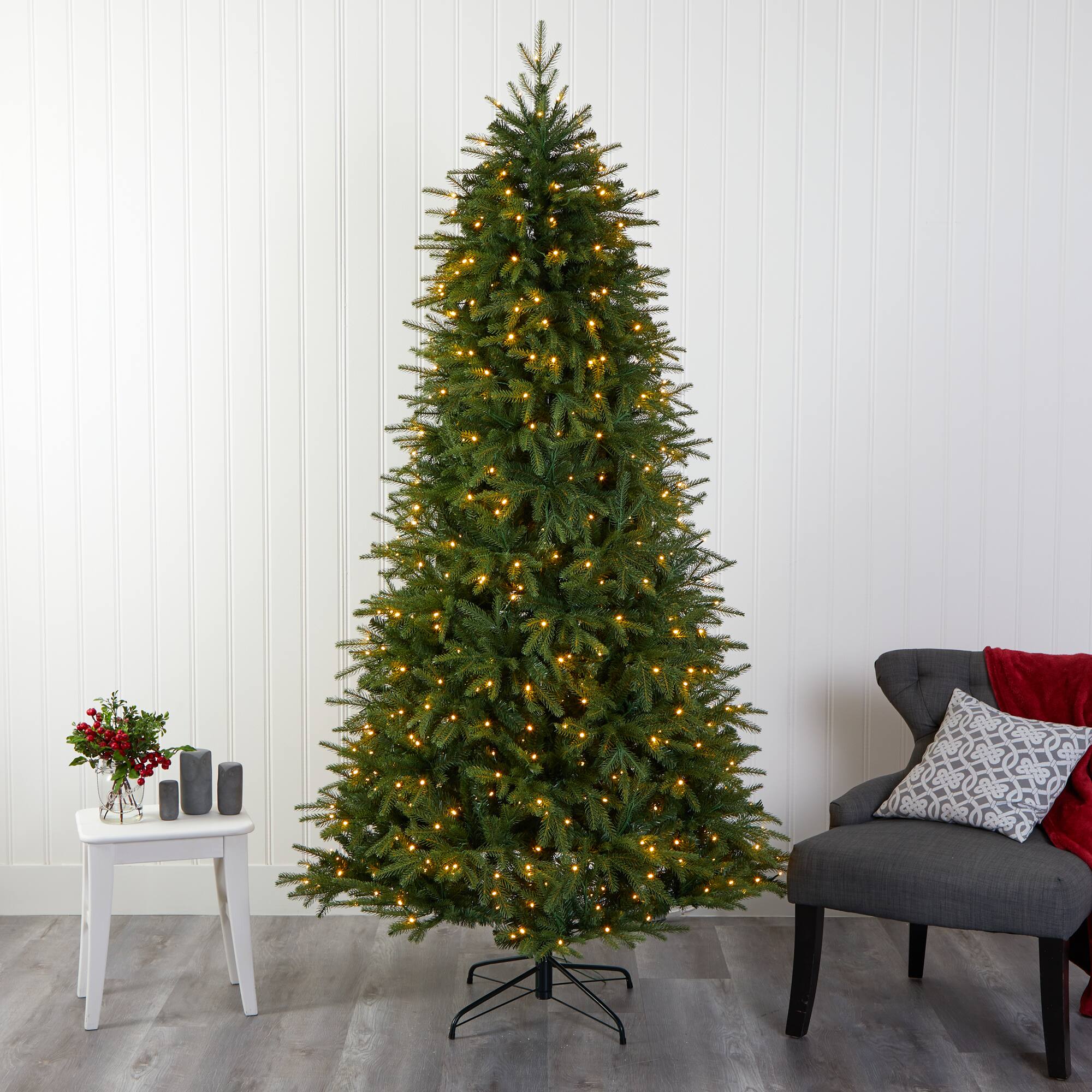 8ft. Pre-Lit Vancouver Fir Natural Look Artificial Christmas Tree with Clear LED Lights