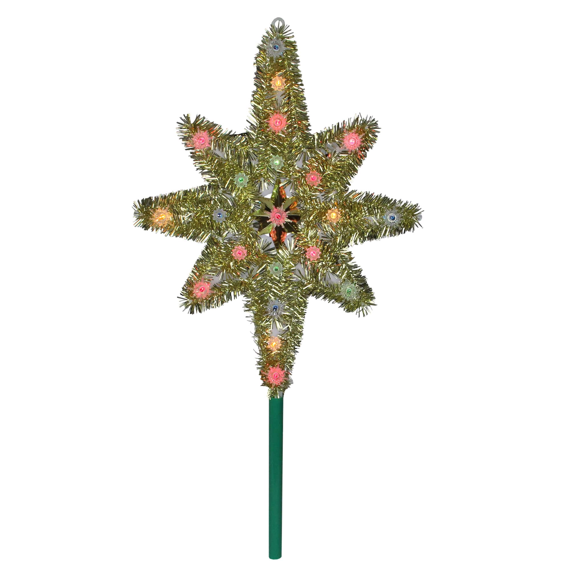 21&#x22; Lighted Gold Star of Bethlehem Christmas Tree Topper - Multicolor Lights