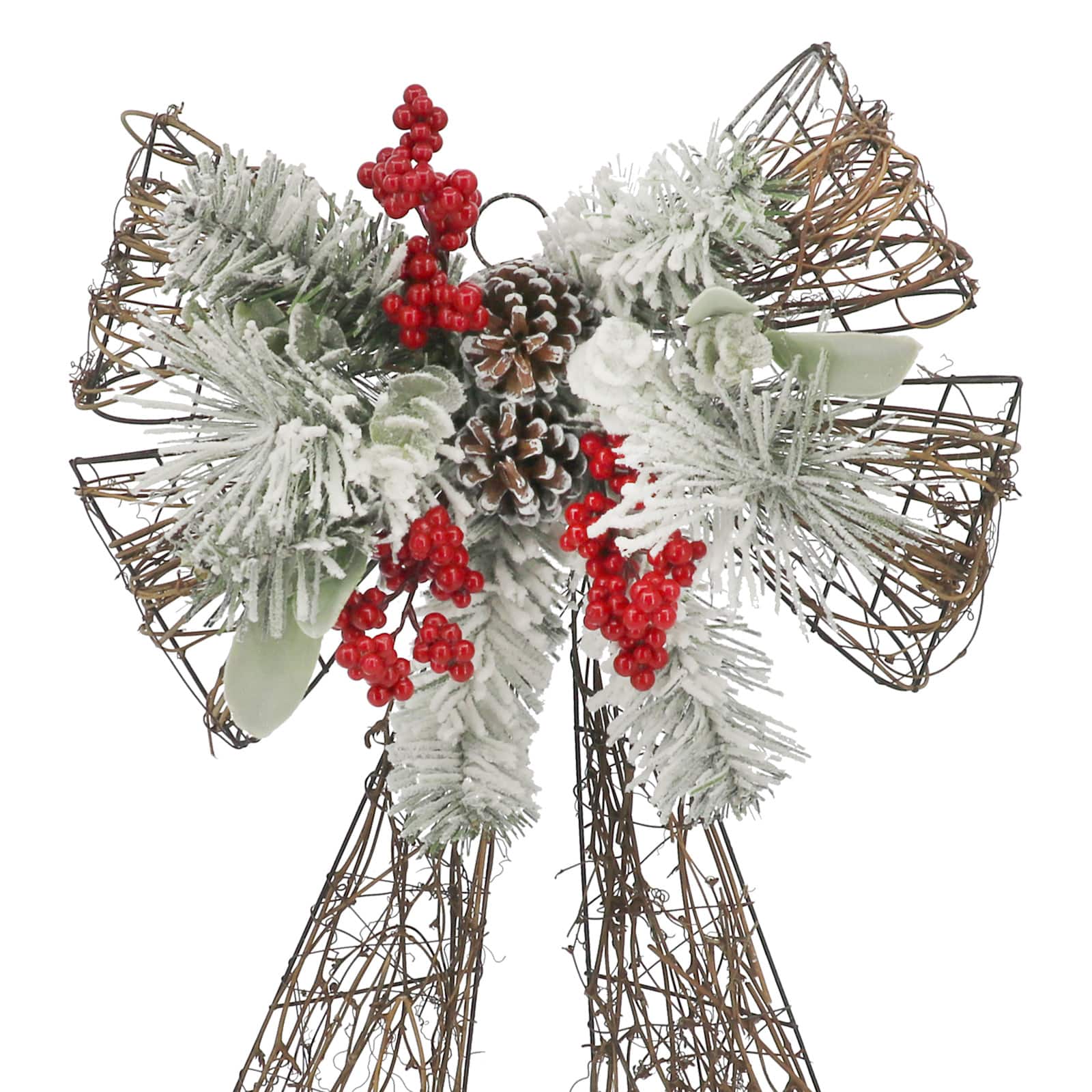 22&#x22; Snowy Pine &#x26; Red Berry Grapevine Bow by Ashland&#xAE;