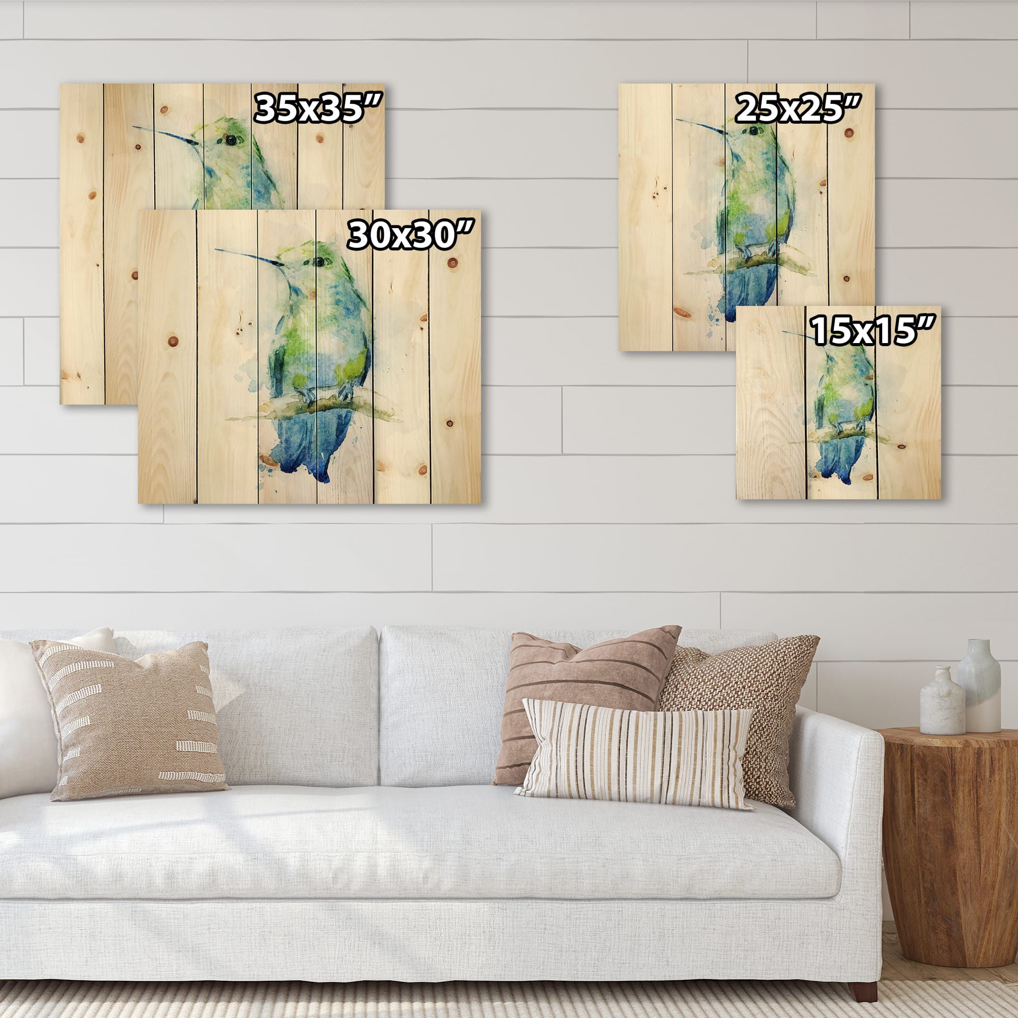 Designart - Colibri Bird - Traditional Print on Natural Pine Wood