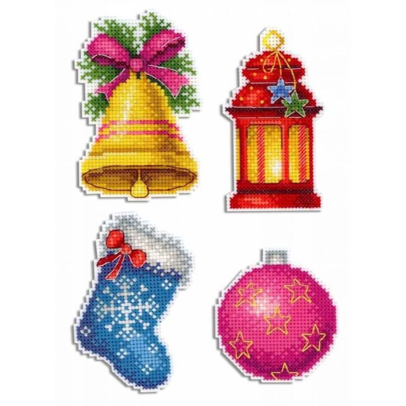 MP Studia Christmas Magnets Plastic Canvas Counted Cross Stitch Kit