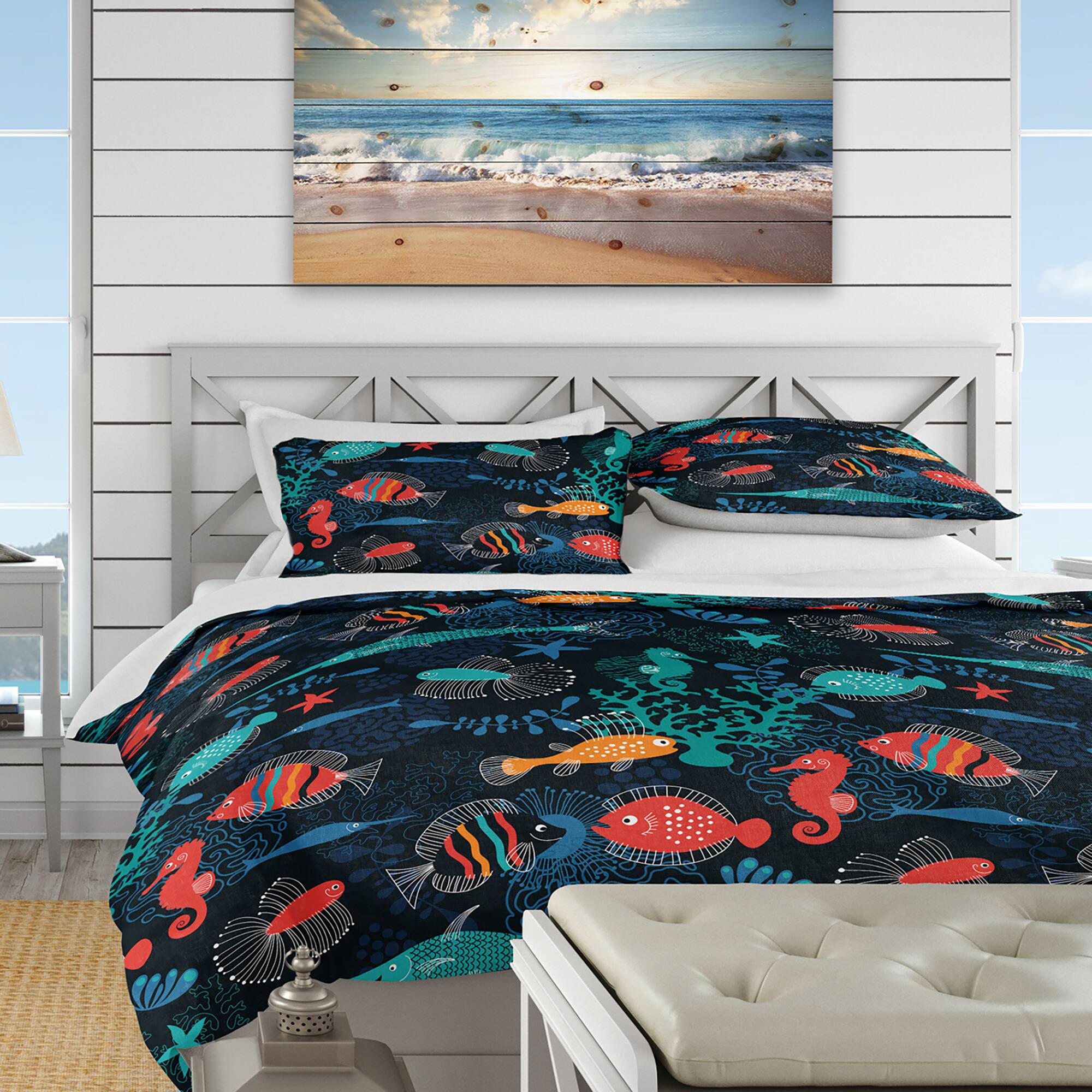 Designart 'Marine Life' Modern & Contemporary Bedding Set