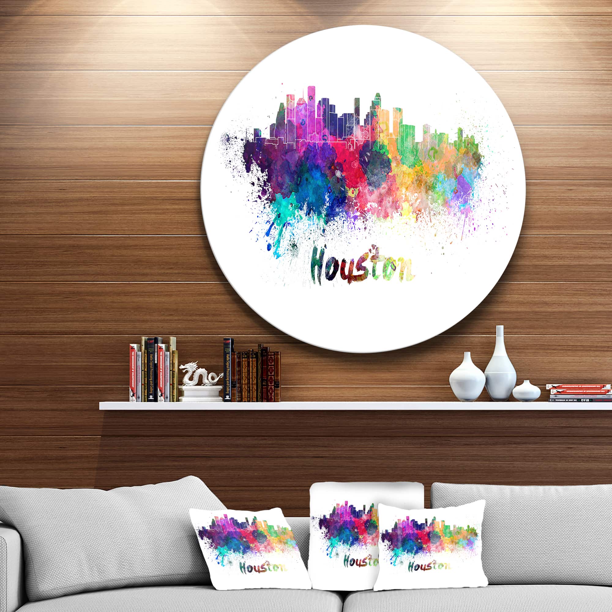 Designart - Houston Skyline&#x27; Disc Cityscape Metal Artwork Print