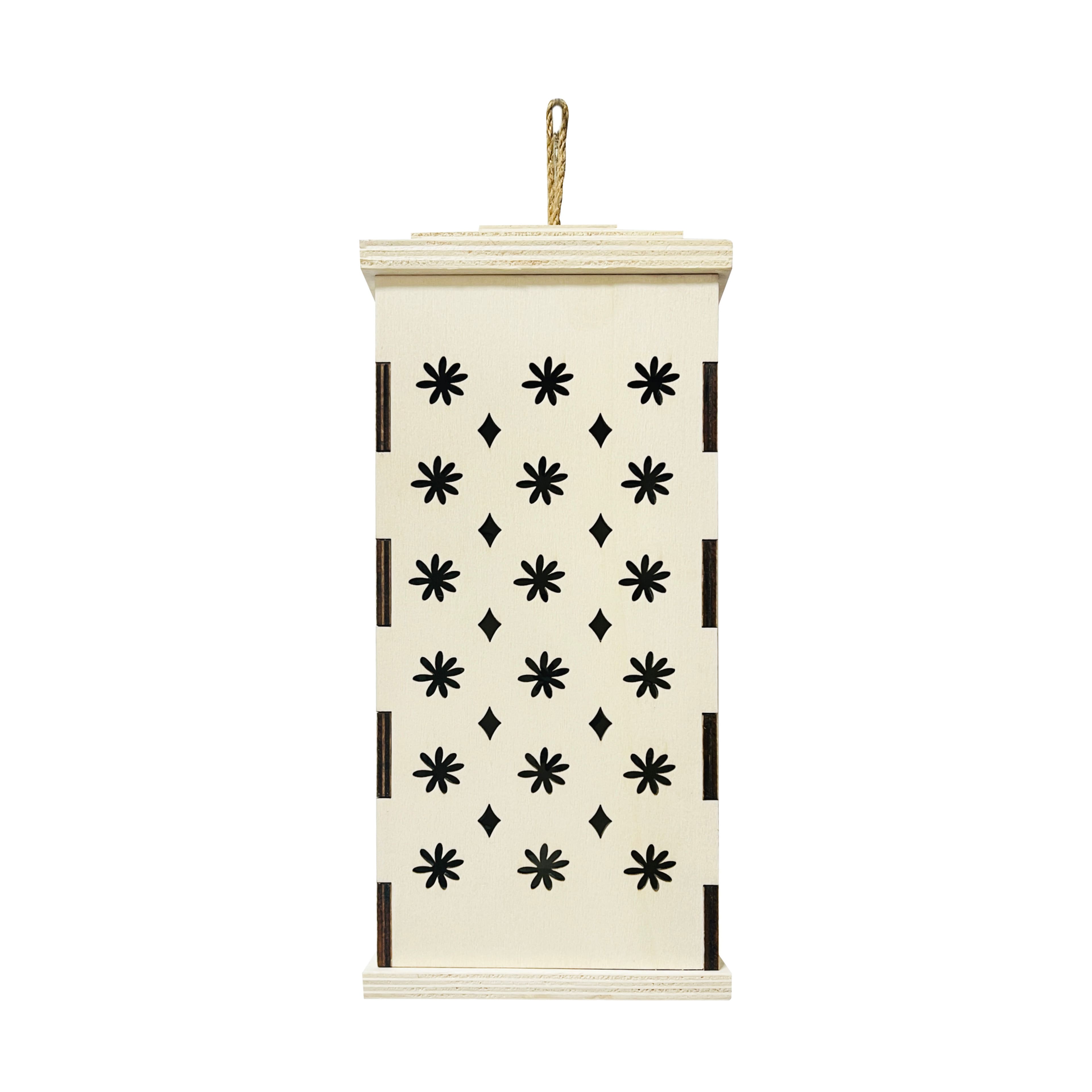 10&#x22; Mini Flowers LED Plywood Lantern by Make Market&#xAE;
