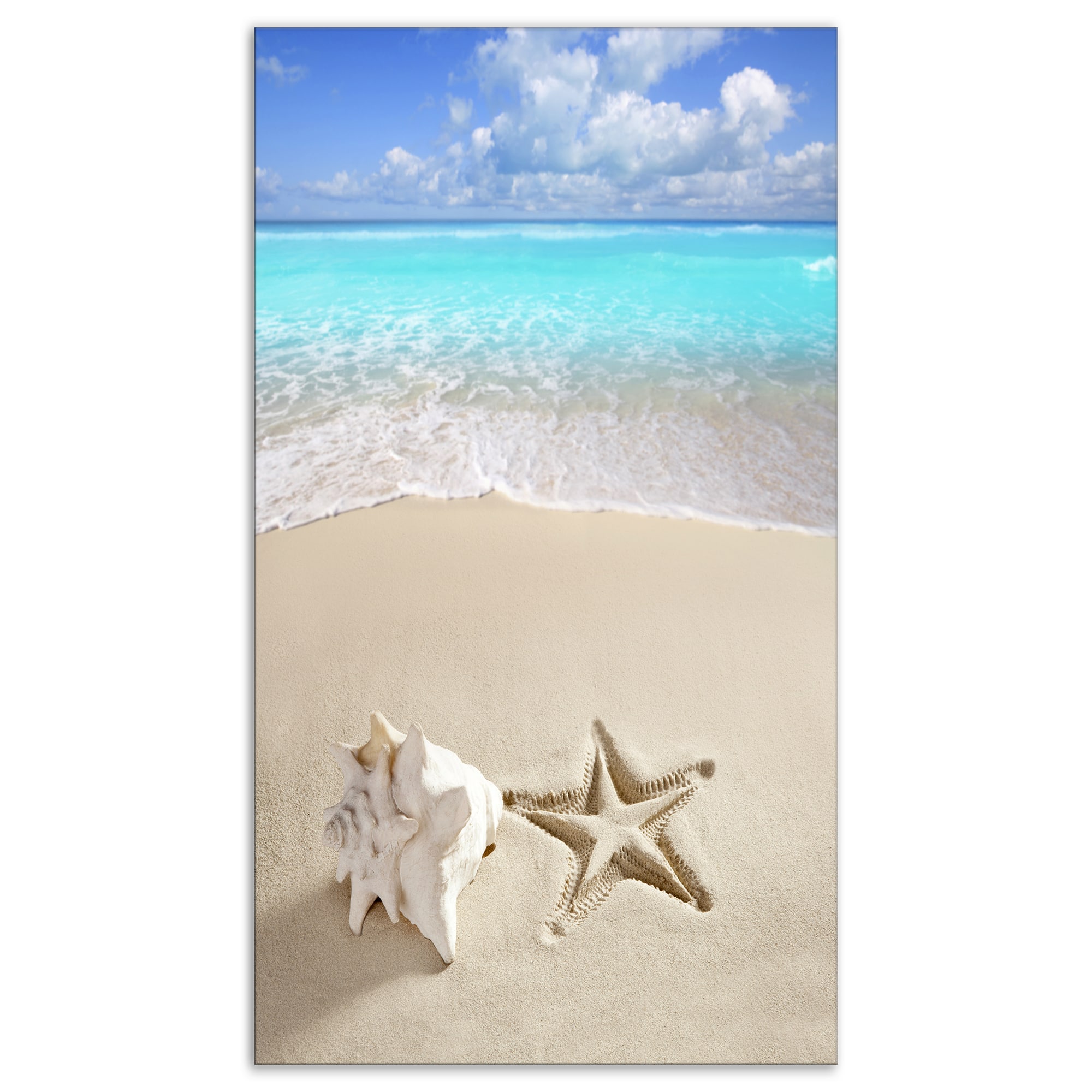 Designart - Caribbean Beach Starfish - Beach Photography Canvas Art Print