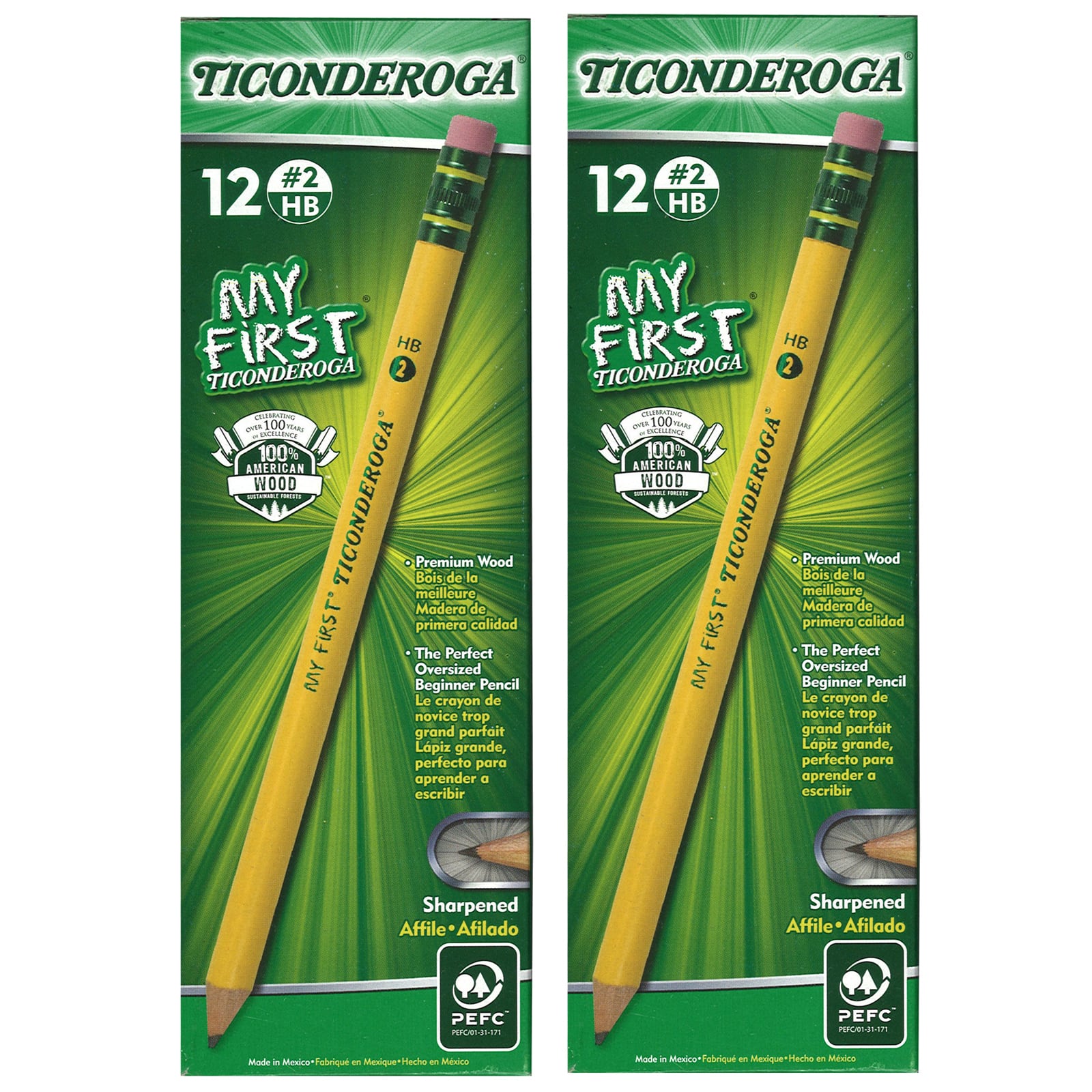 My First&#xAE; Ticonderoga&#xAE; Pencils with Erasers, 2 Packs of 12